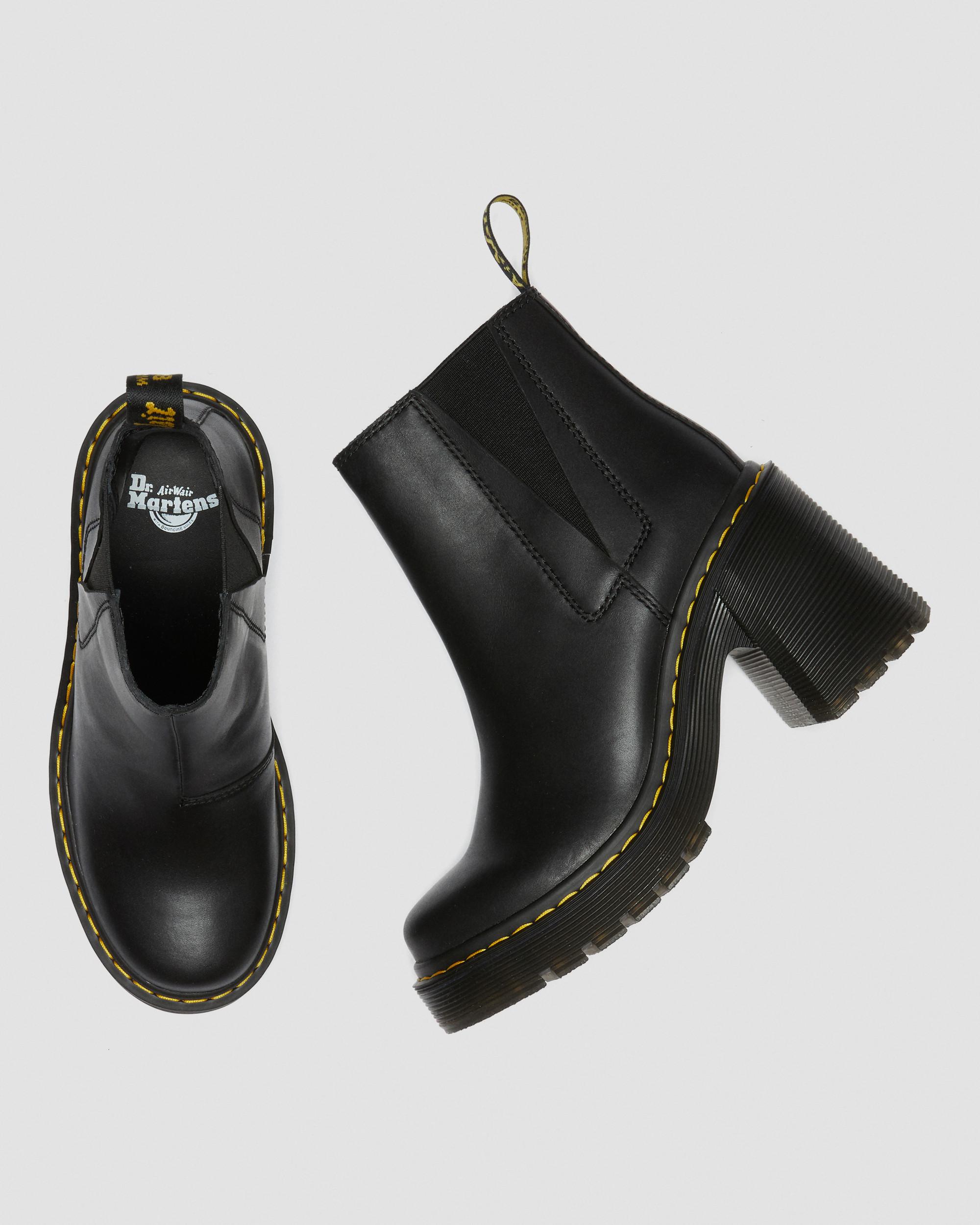 Spence Leather Flared Heel Chelsea Boots in Black | Dr. Martens