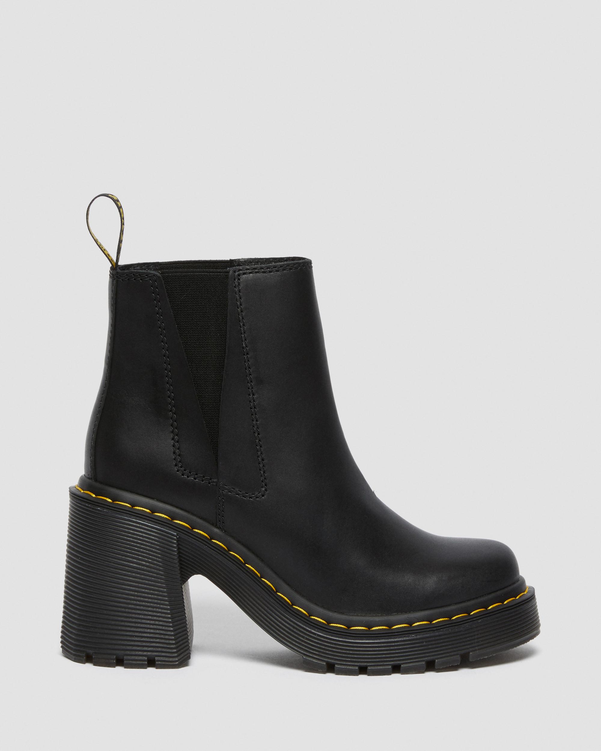 Spence Leather Flared Heel Chelsea Boots  in Black