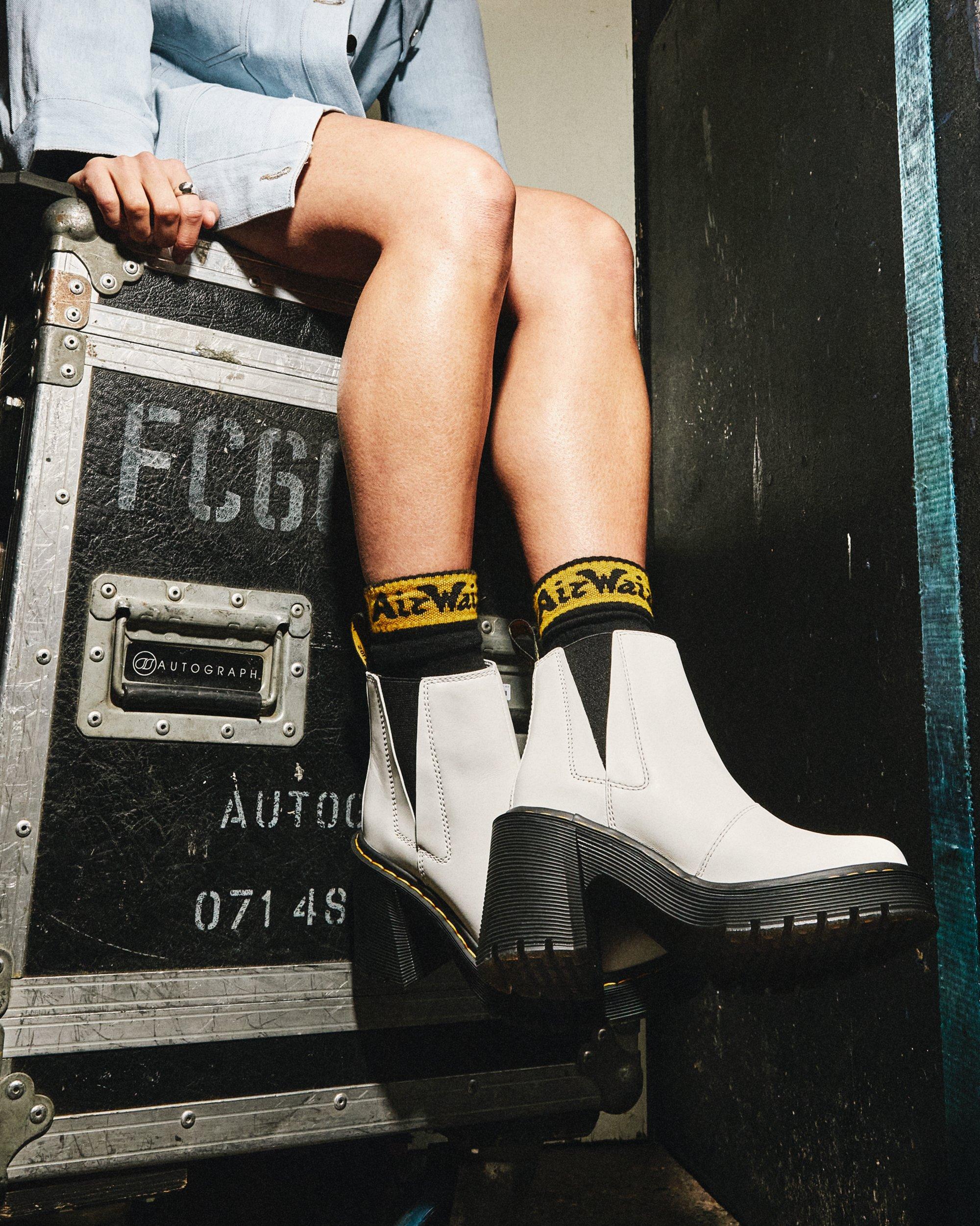Spence Leather Flared Heel Chelsea Boots in WHITE | Dr. Martens™