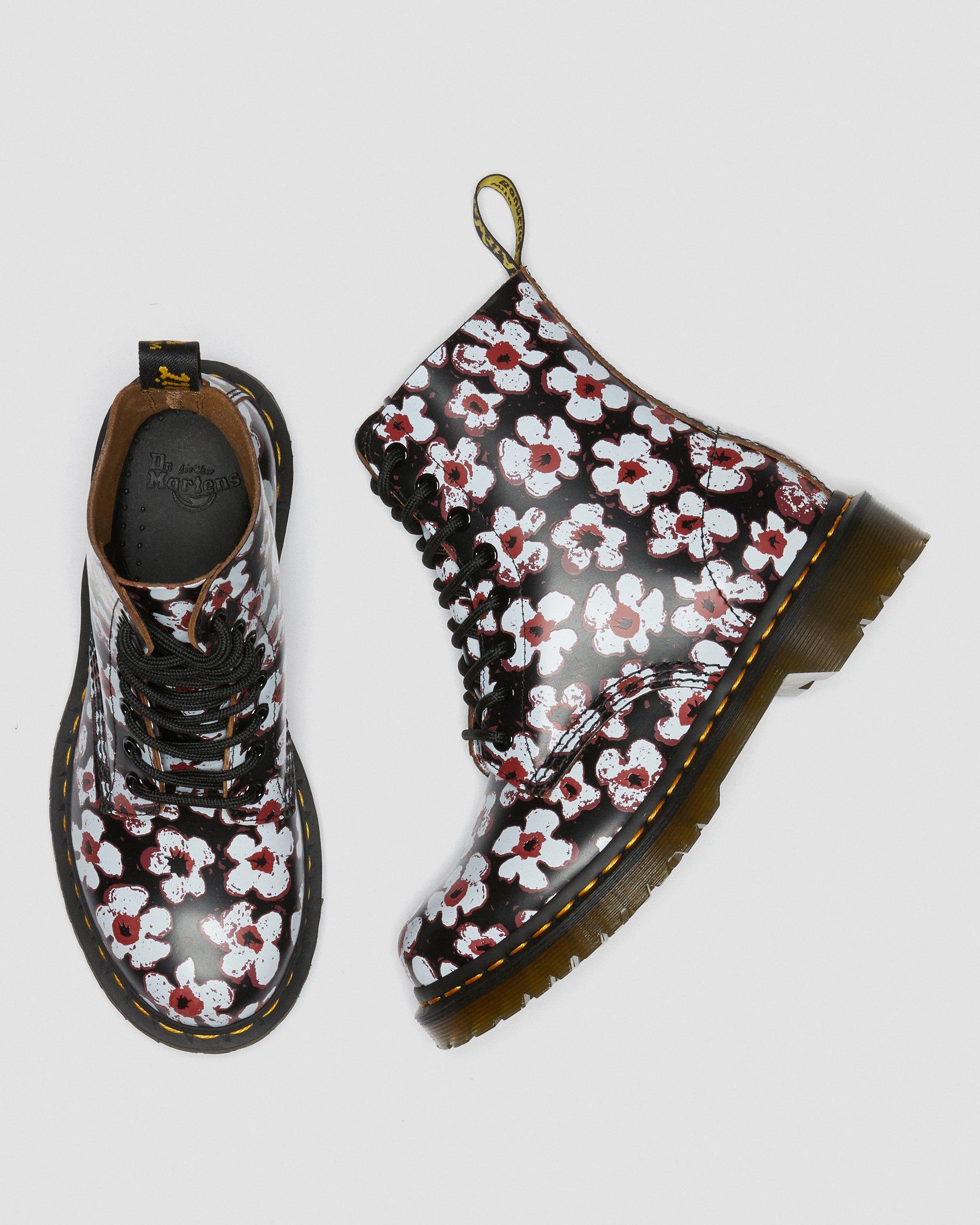 DR MARTENS 1460 Pascal Floral Leather Lace Up Boots