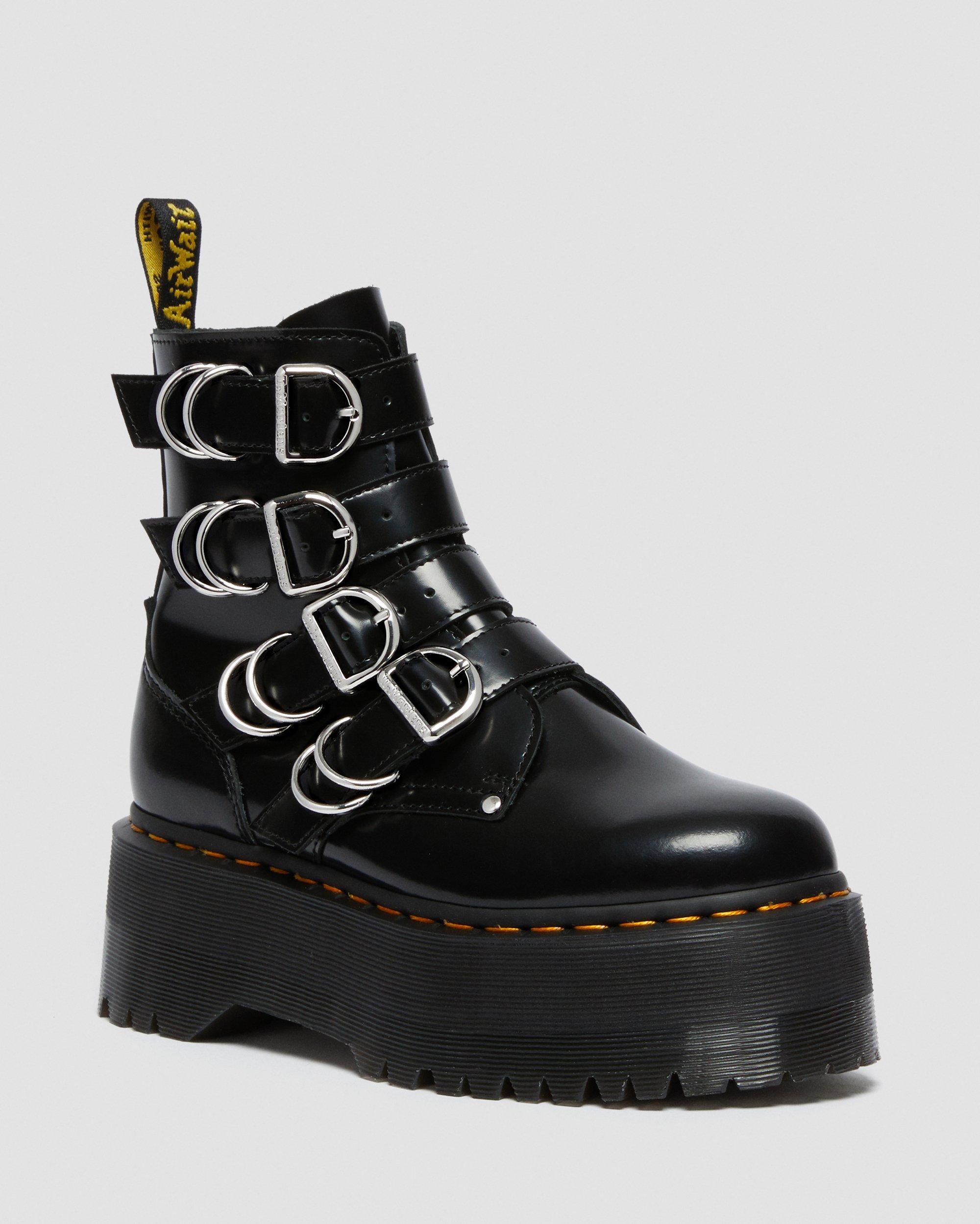 Jadon Max Hardware Leather Platform Boots, Black | Dr. Martens