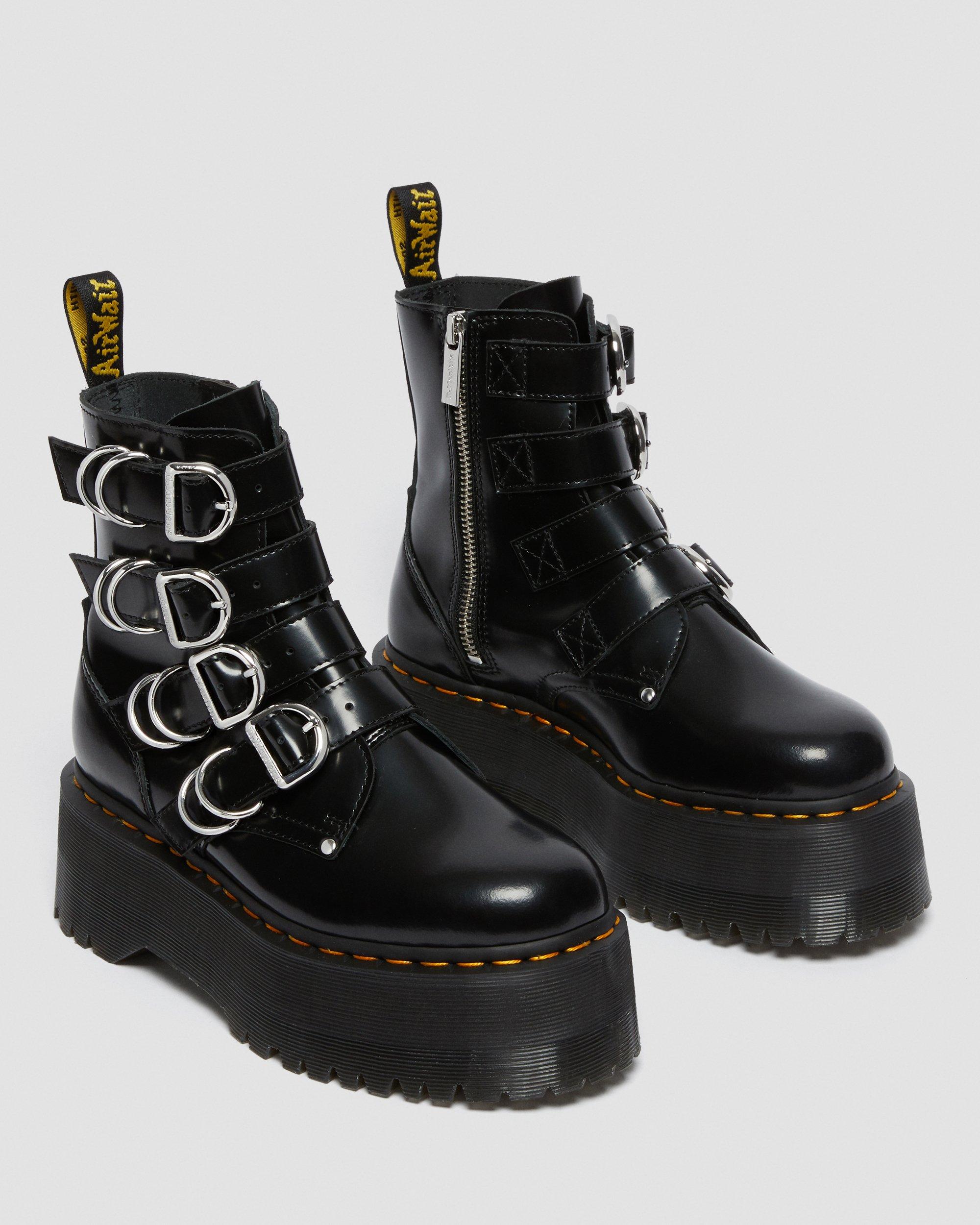 Jadon Max Hardware Leather Platform Boots in BLACK | Dr. Martens™