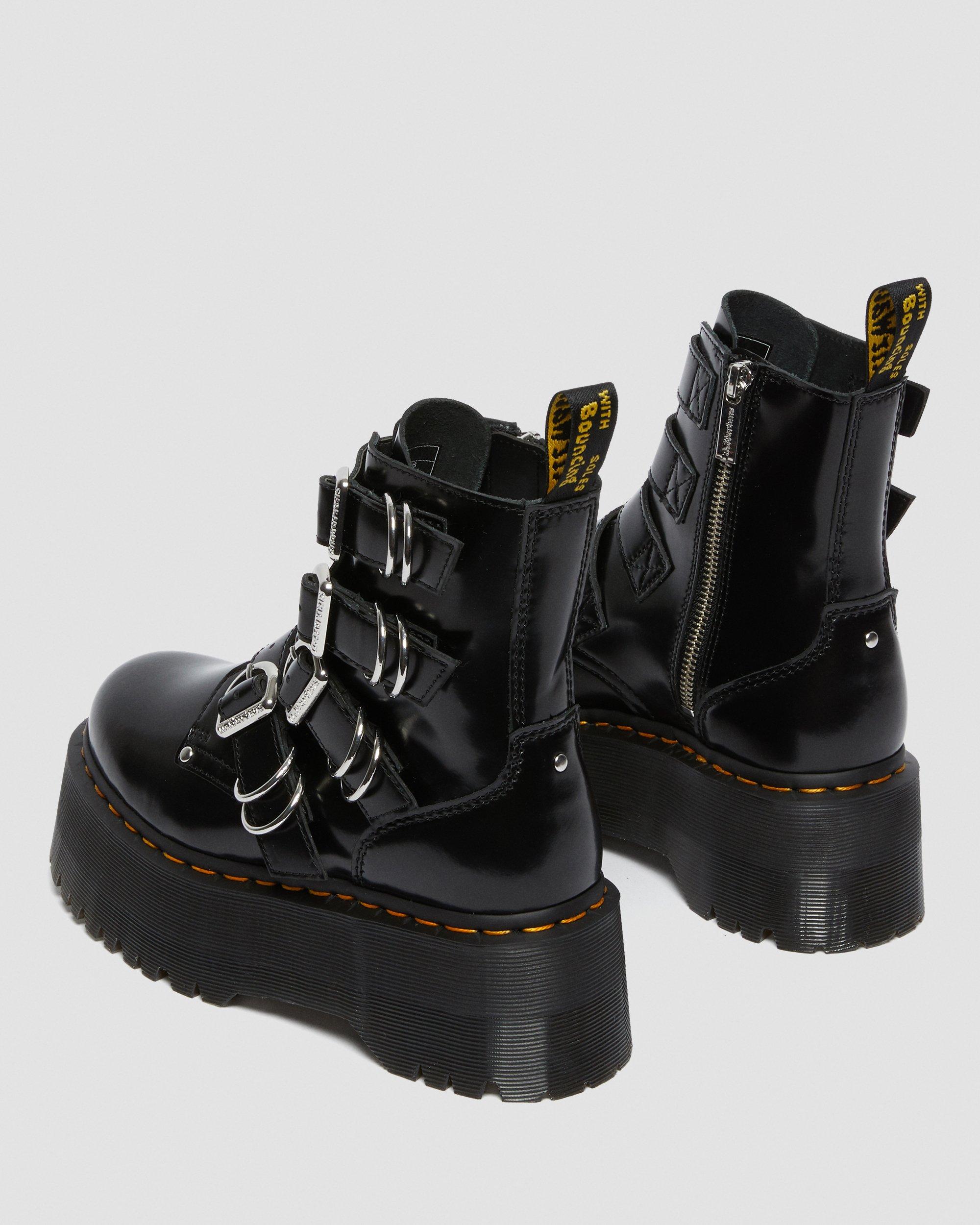 Jadon Max Hardware Leather Platform Boots in Black | Dr. Martens