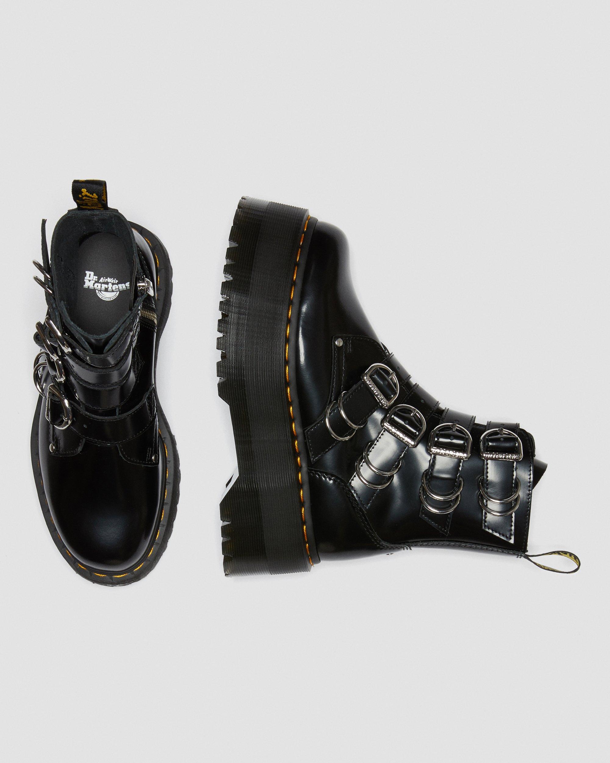 Jadon Max Hardware Leather Platform Boots in Black