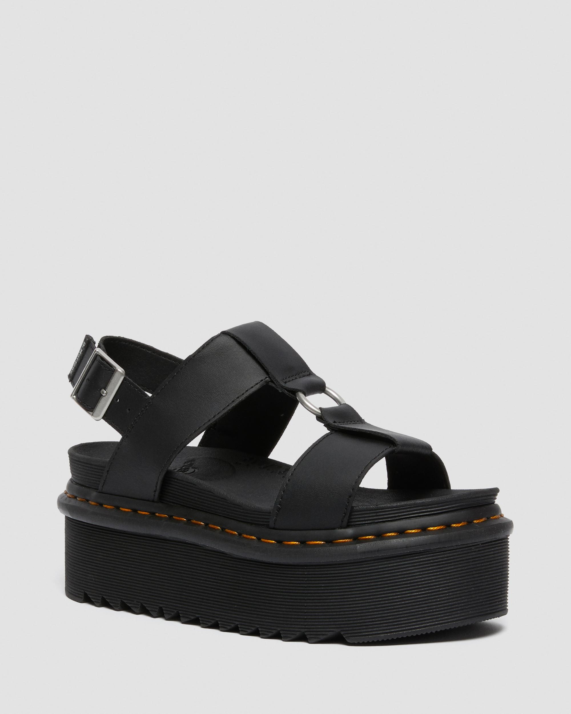 Francis Leather Platform Strap Sandals, Black | Dr. Martens