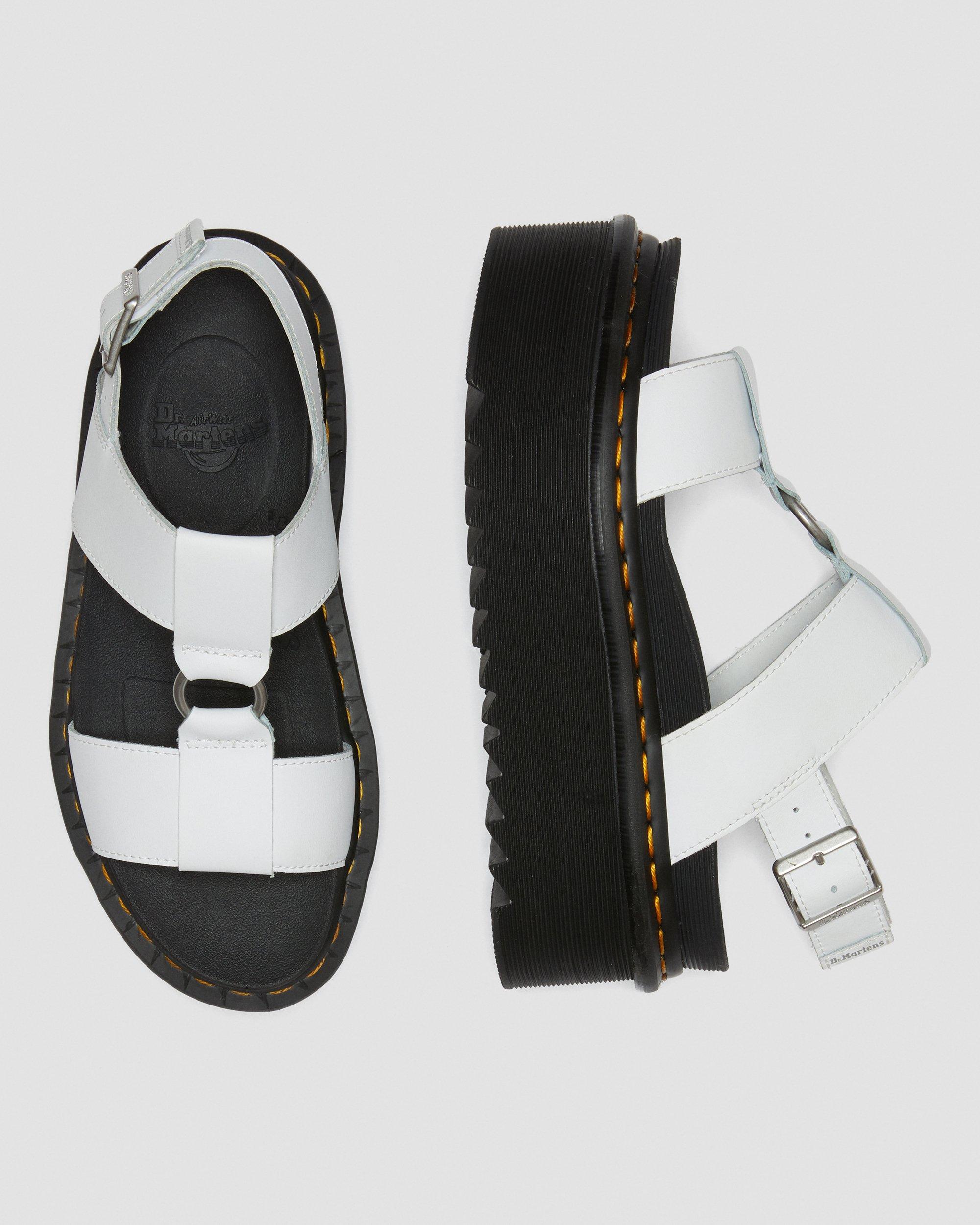 Francis Leather Platform Strap Sandals, White | Dr. Martens