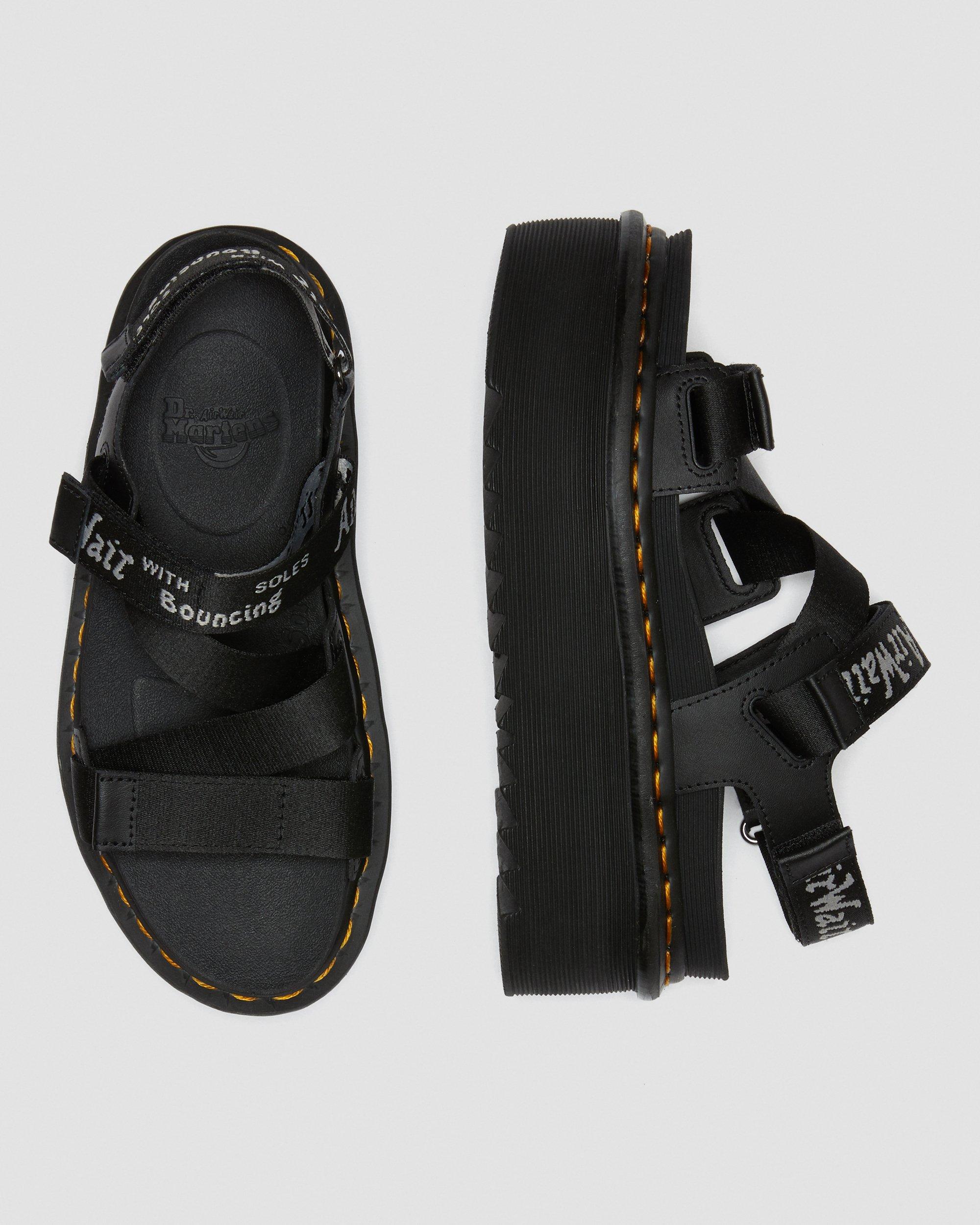 Kimber Logo Strap Platform Sandals in BLACK+WHITE/LIGHT GREY | Dr