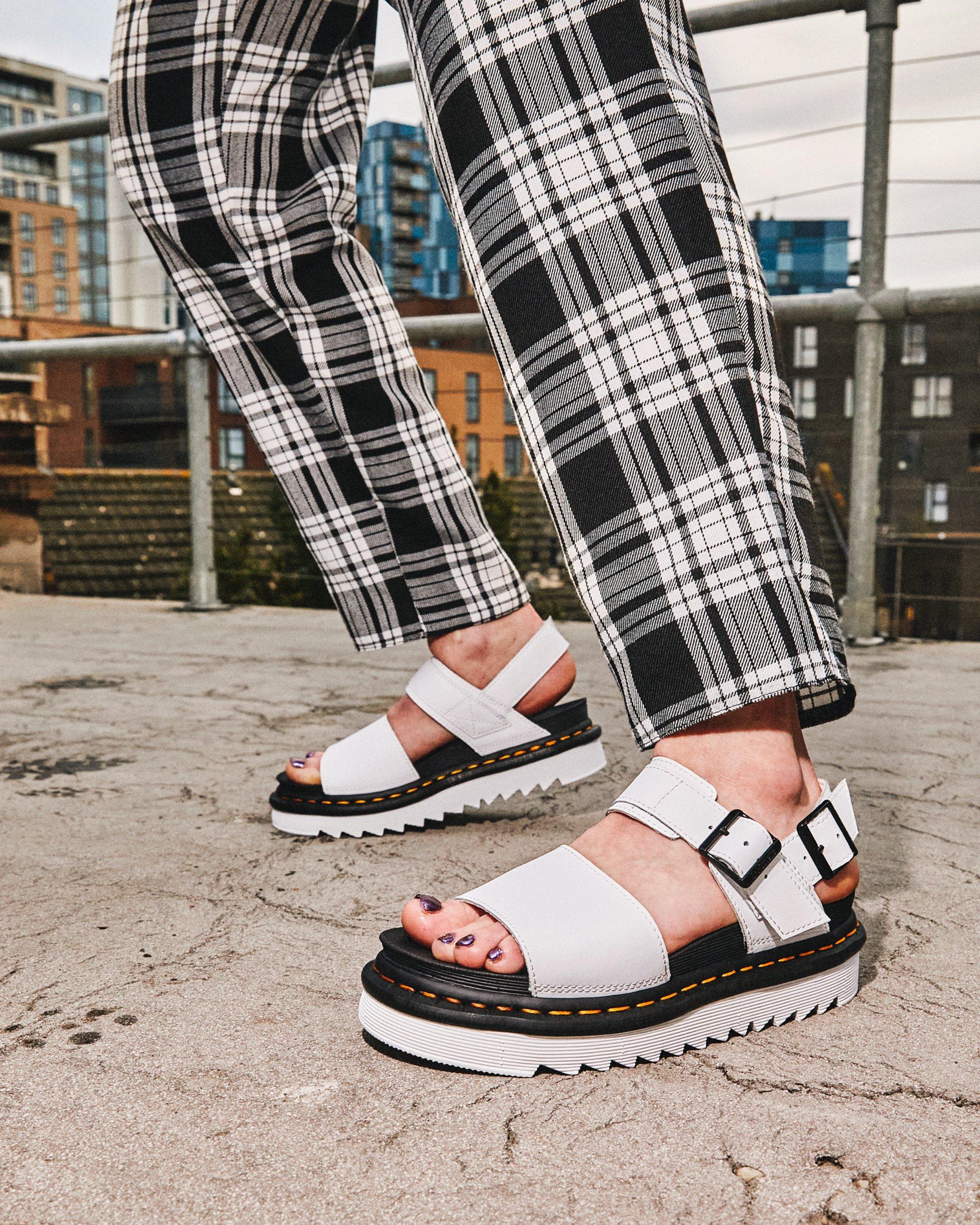 Voss Women's Leather Strap Sandals in WHITE | Dr. Martens™