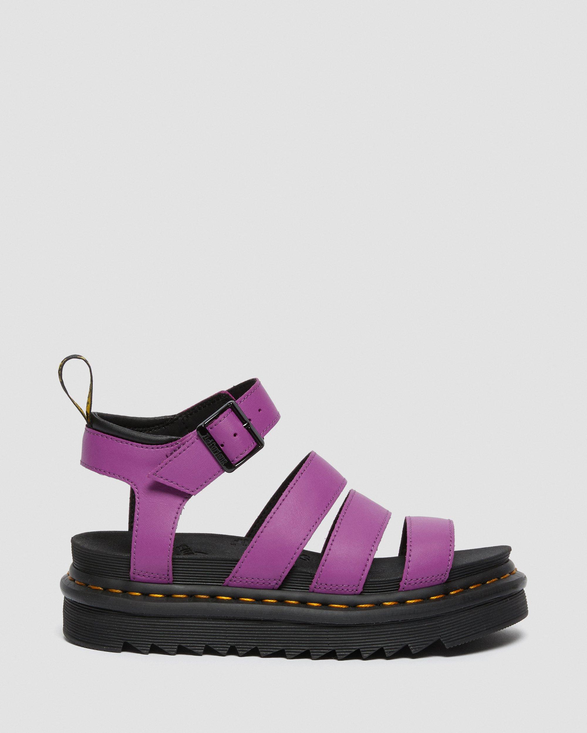 Blaire Hydro Leather Strap Sandals in Purple | Dr. Martens