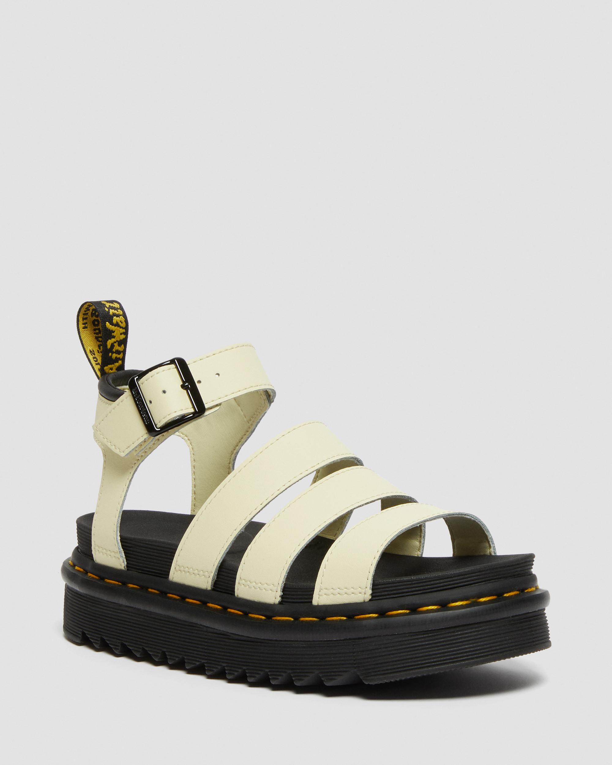 Blaire Hydro Leather Strap Sandals in Black