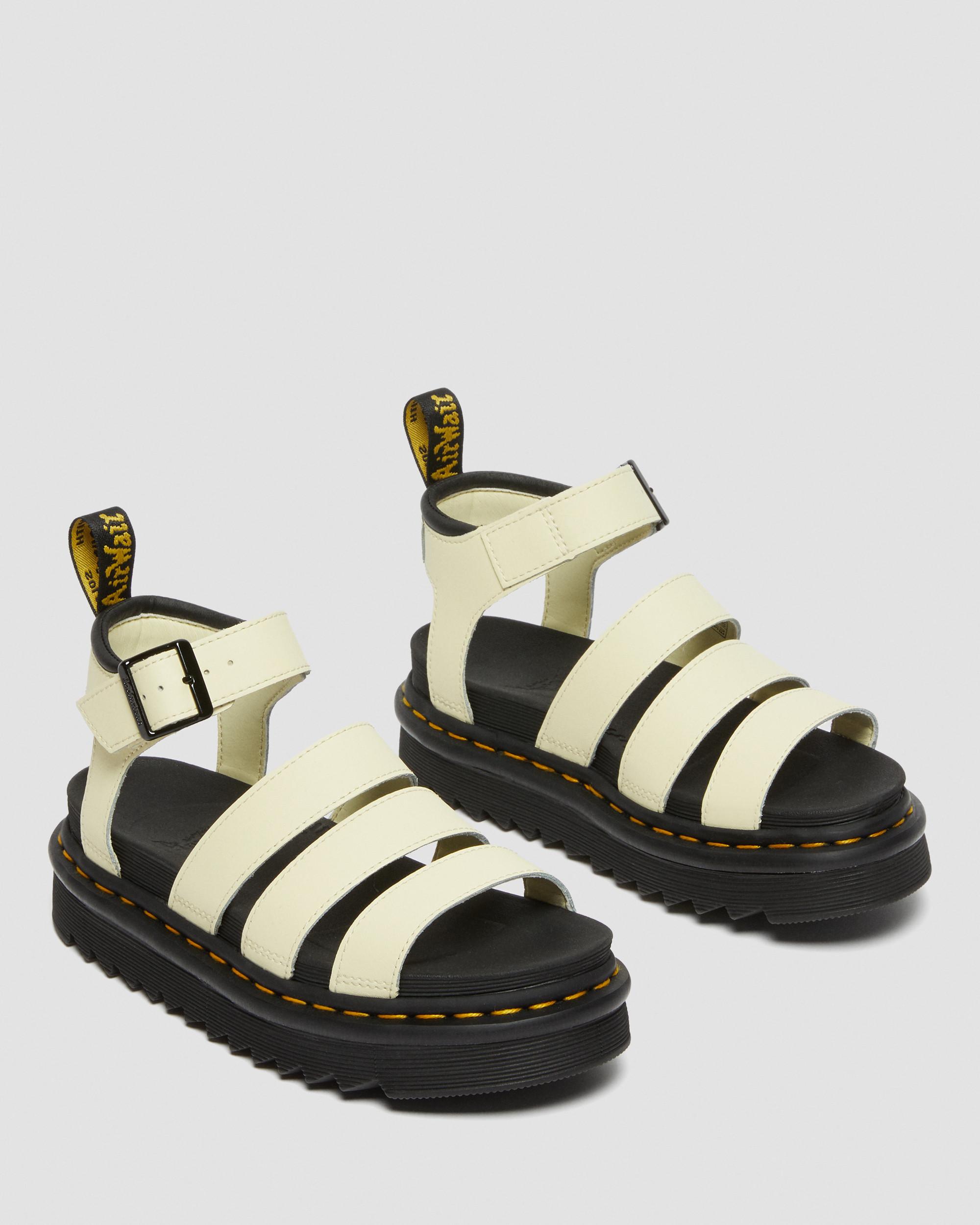 Blaire Hydro Leather Strap Sandals in Cream | Dr. Martens