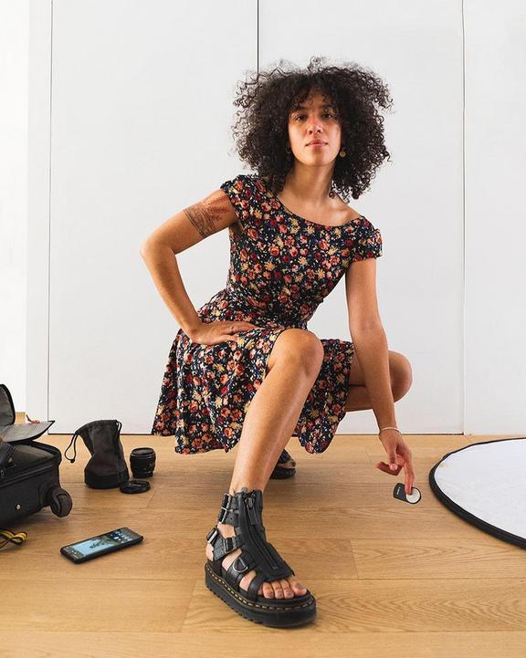 Olson Zipped Leather Strap Sandals in Black Milled Nappa Olson Zipped Leather Strap Sandals in Black Milled Nappa