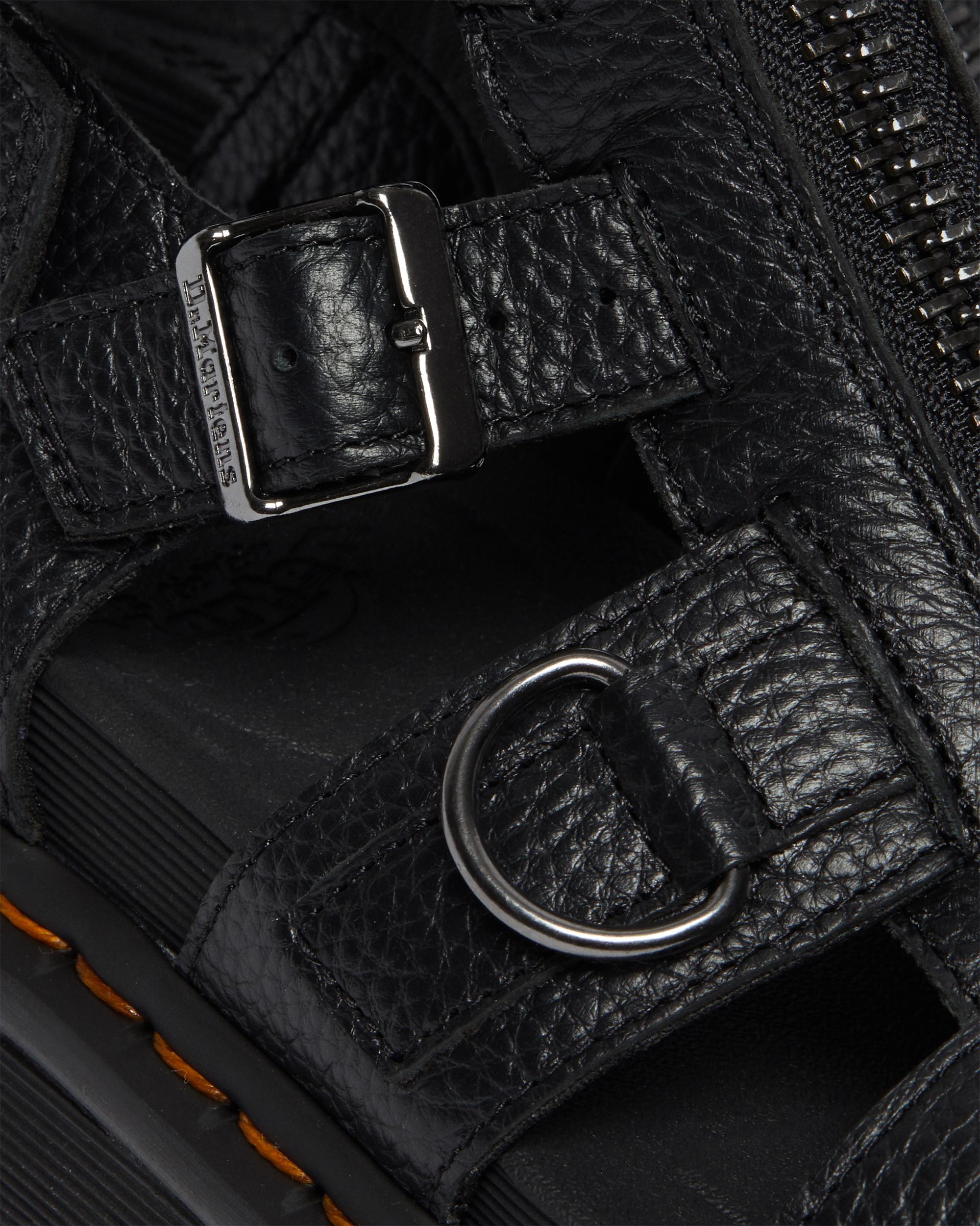 Olson Zipped Leather Strap Sandals in BLACK | Dr. Martens™