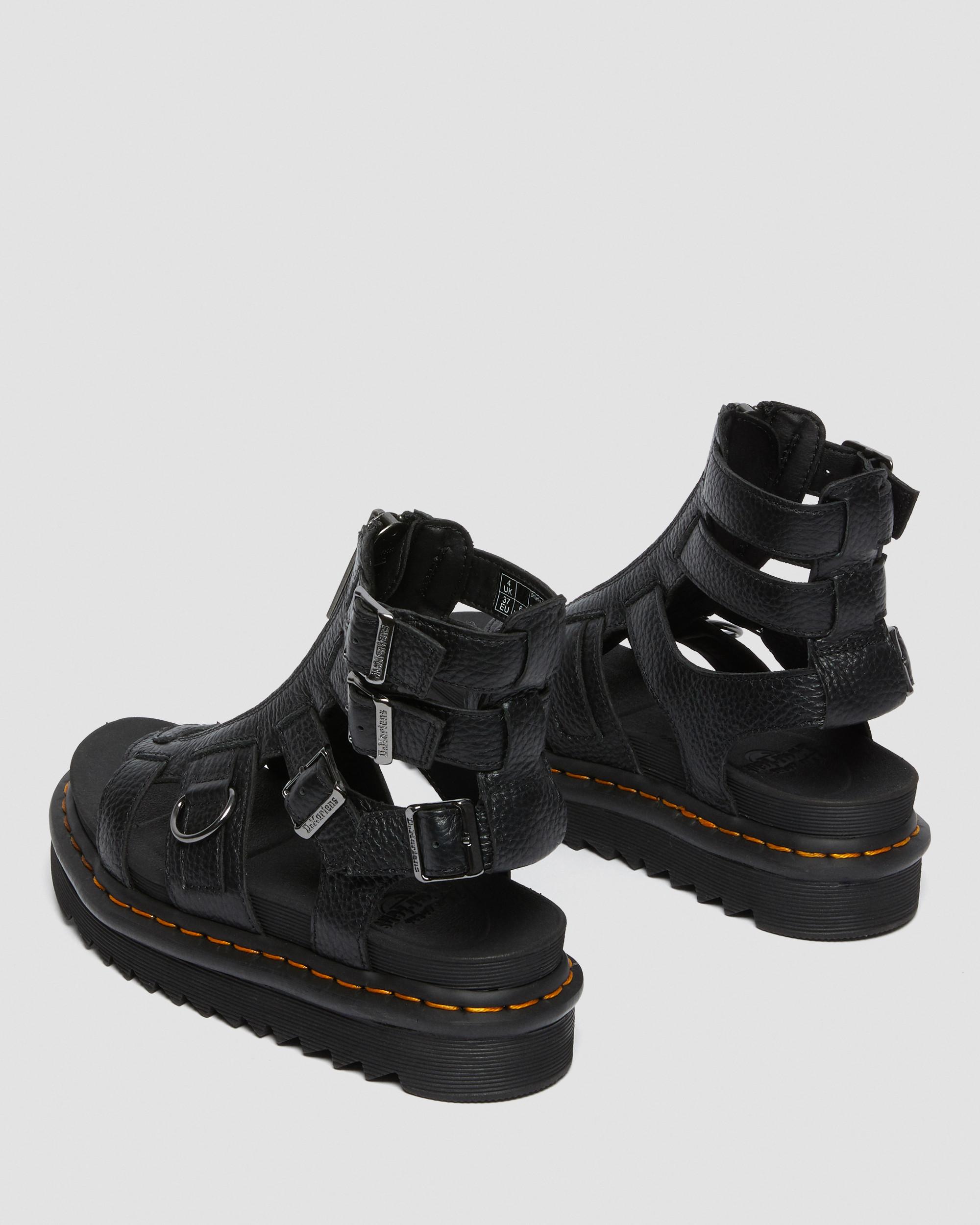 Olson Zipped Leather Strap Sandals in BLACK | Dr. Martens™