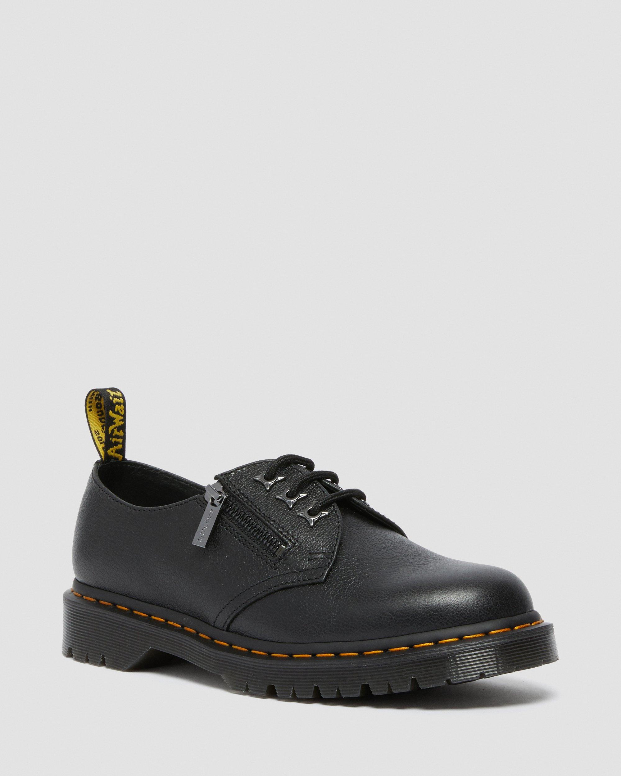 Tex 1461 Zip Tumbled Leather Oxford Shoes in BLACK | Dr. Martens™