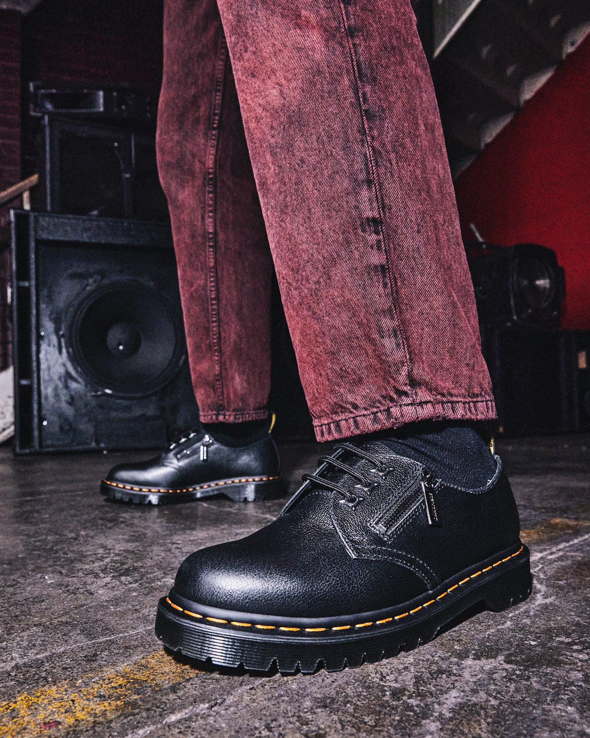 1461 Zip Tumbled Leather Oxford Shoes in BLACK | Dr. Martens™