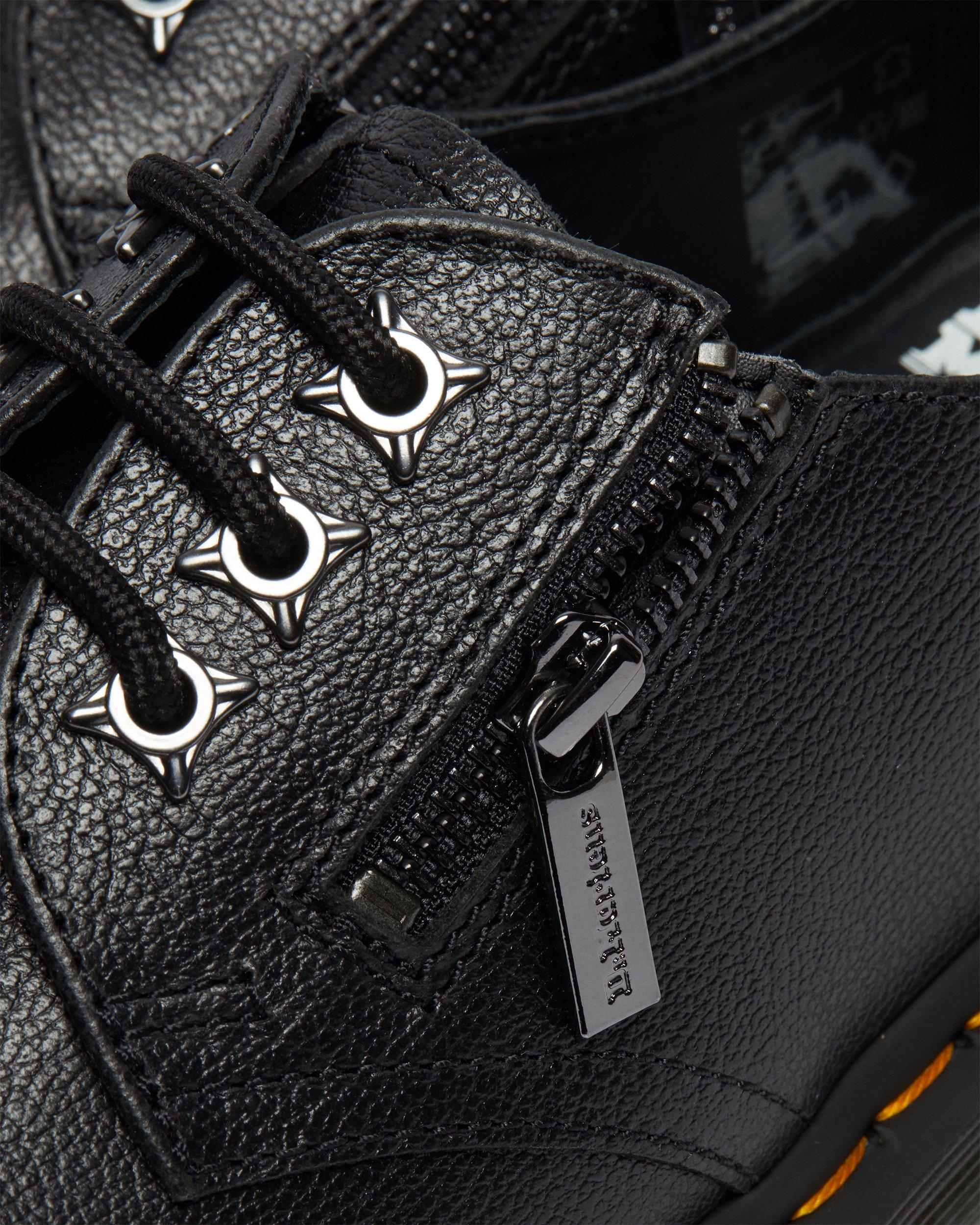 1461 Zip Tumbled Leather Oxford Shoes in BLACK | Dr. Martens™