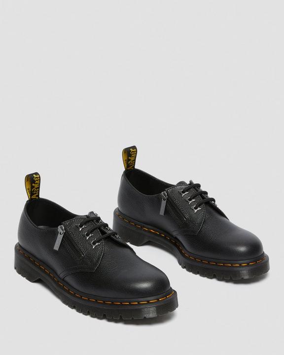 1461 Zip Tumbled Leather Oxford Shoes in Black | Dr. Martens