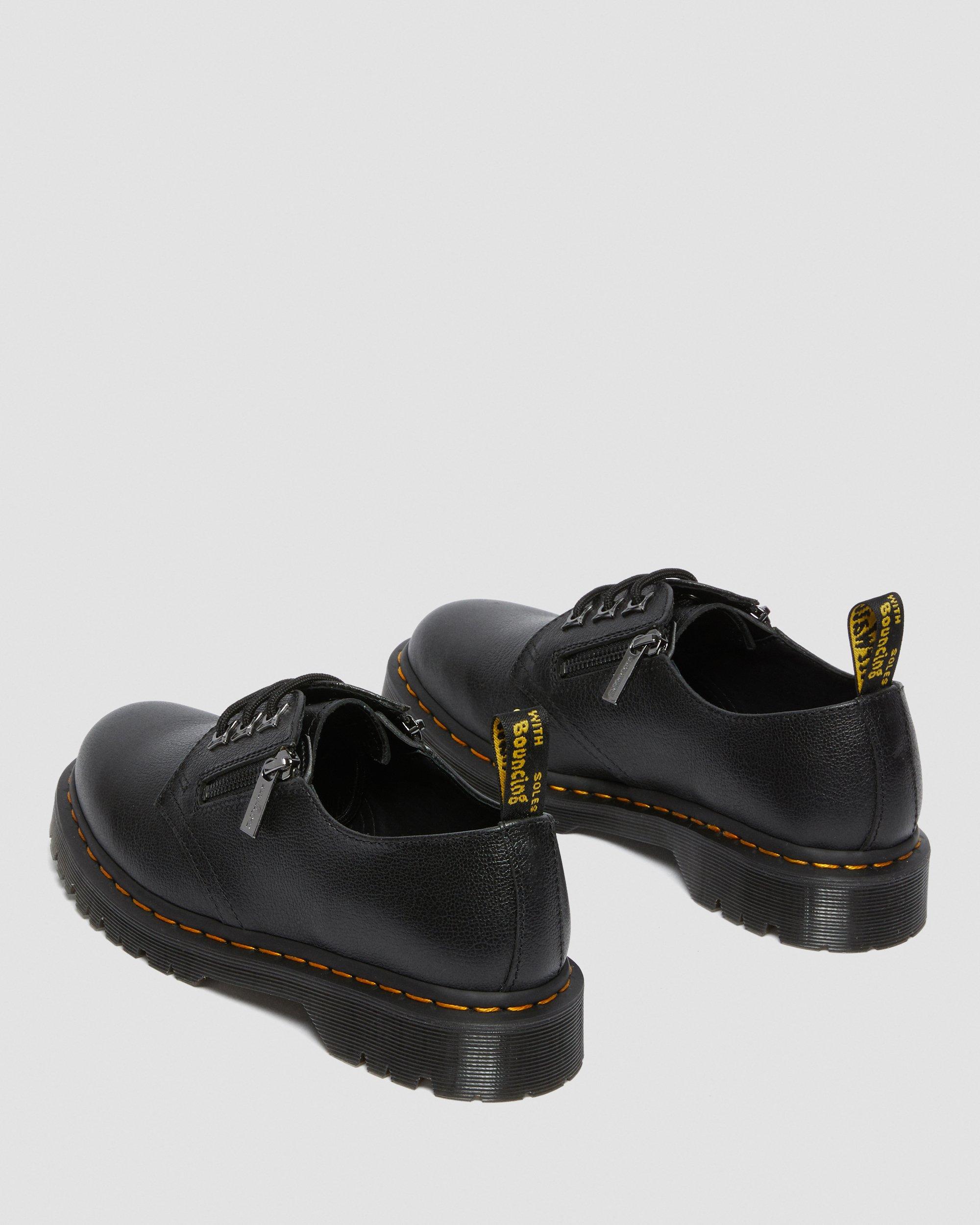 1461 Zip Tumbled Leather Oxford Shoes in BLACK | Dr. Martens™