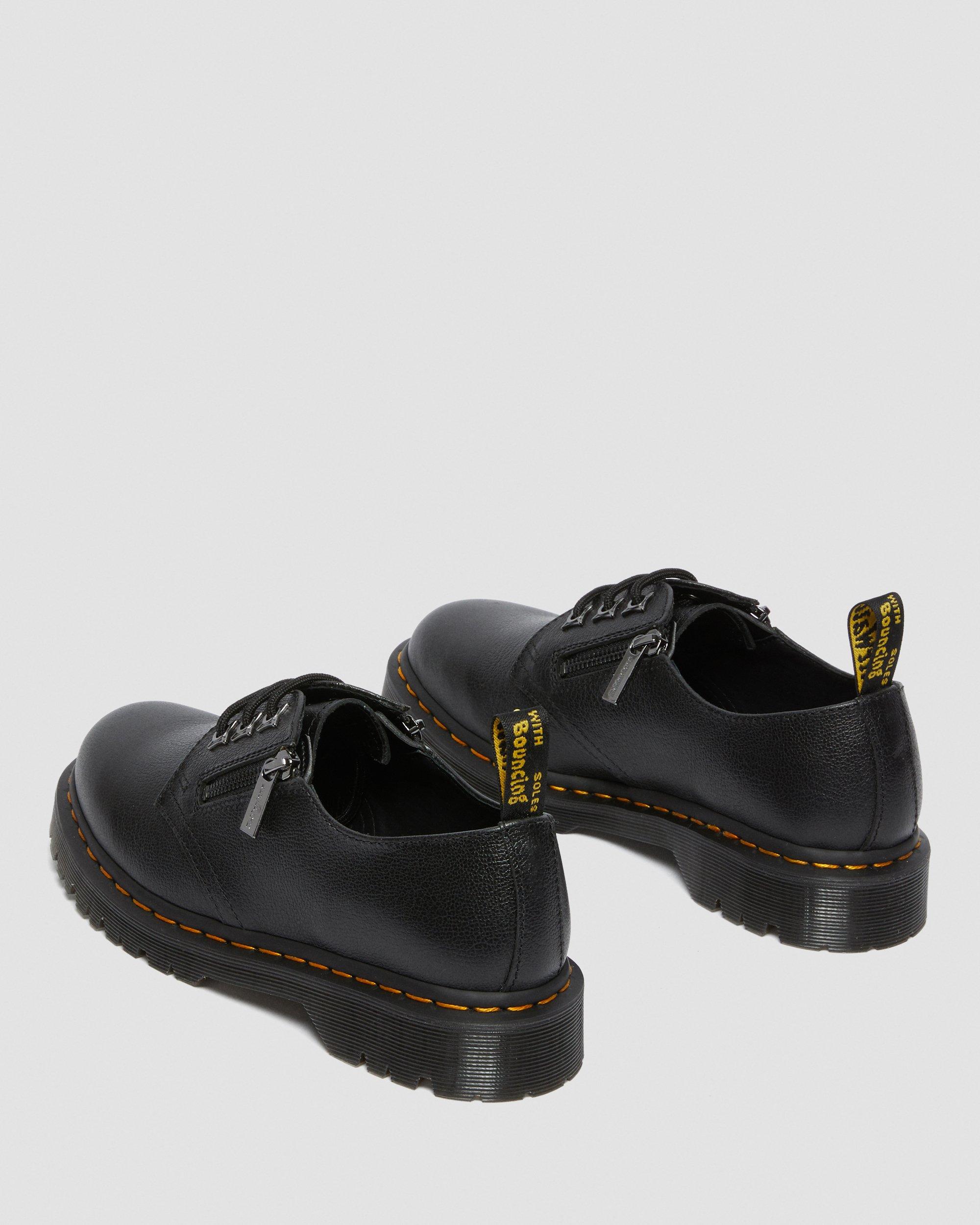 1461 Zip Tumbled Leather Oxford Shoes in Black | Dr. Martens