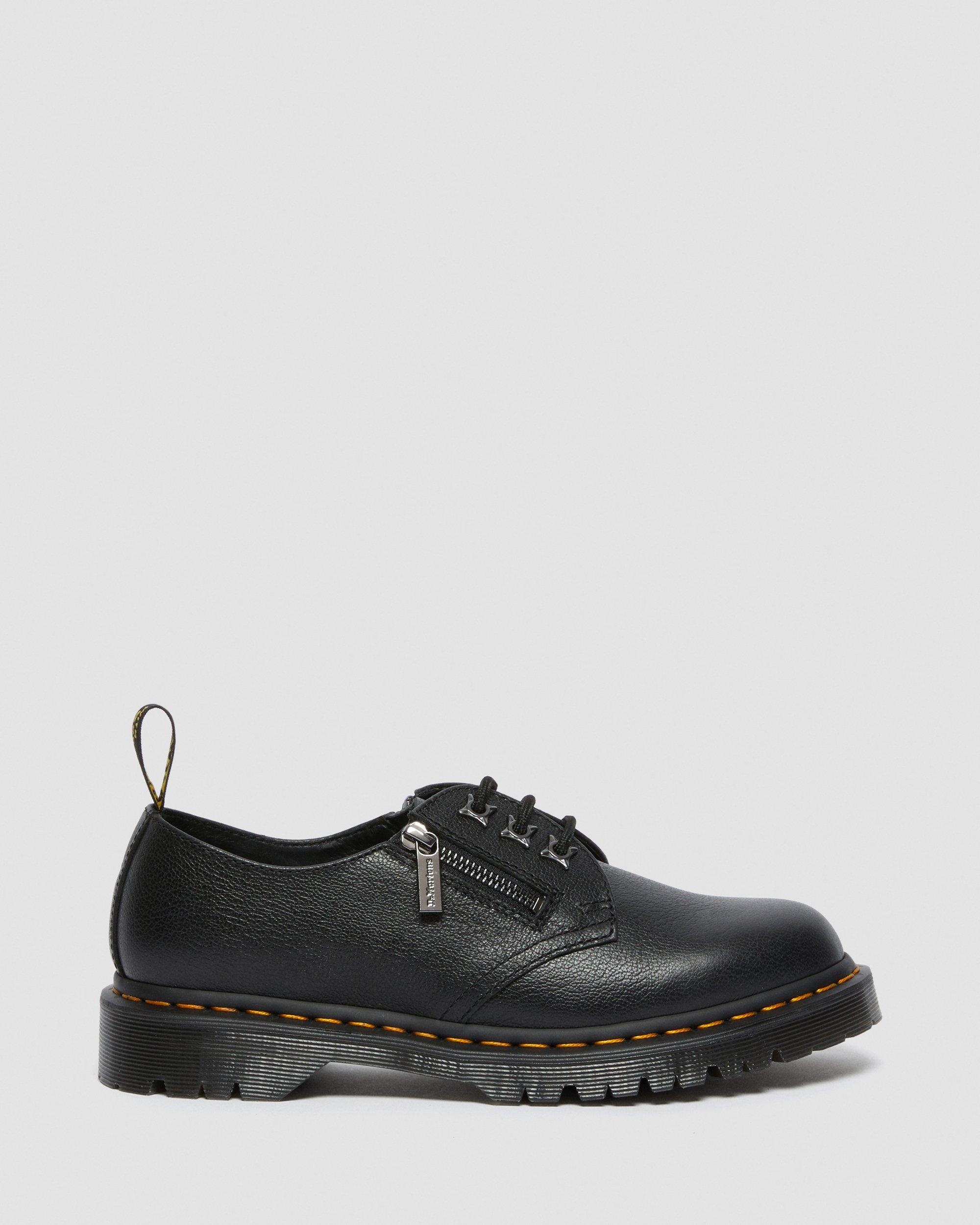 1461 Zip Tumbled Leather Oxford Shoes in BLACK | Dr. Martens™