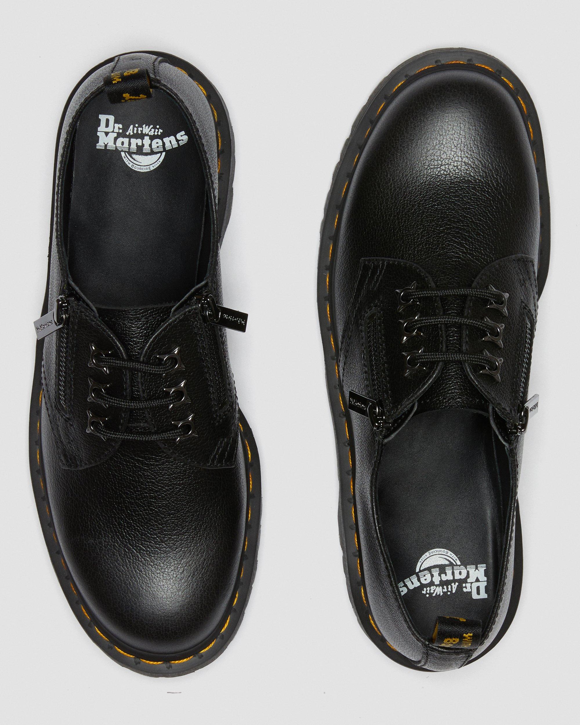 ゆ 1461 Zip Tumbled Leather Oxford Shoes in BLACK | Dr. Martens™