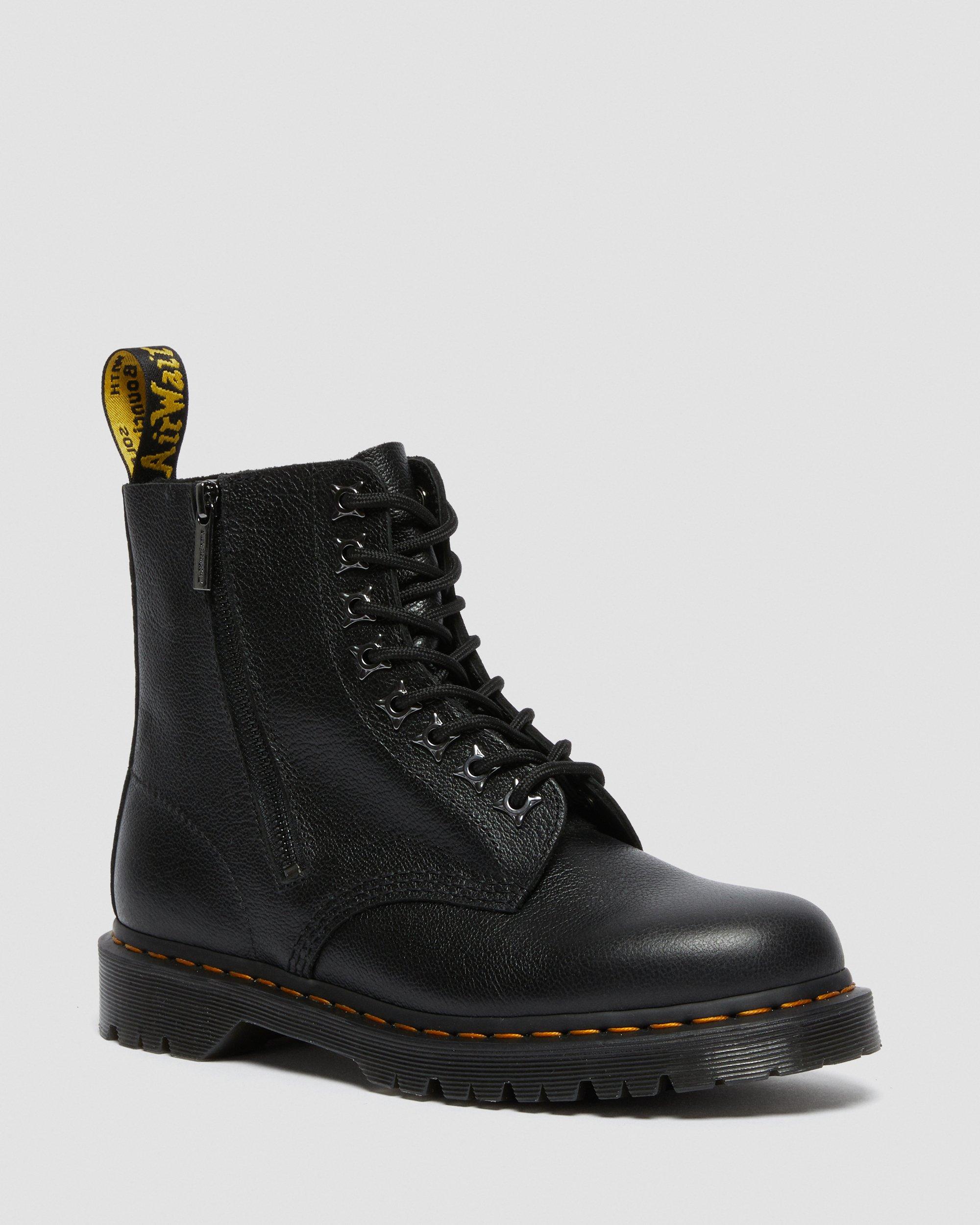 1460 Pascal Zip Tumbled Leather Lace Up Boots in BLACK | Dr. Martens™