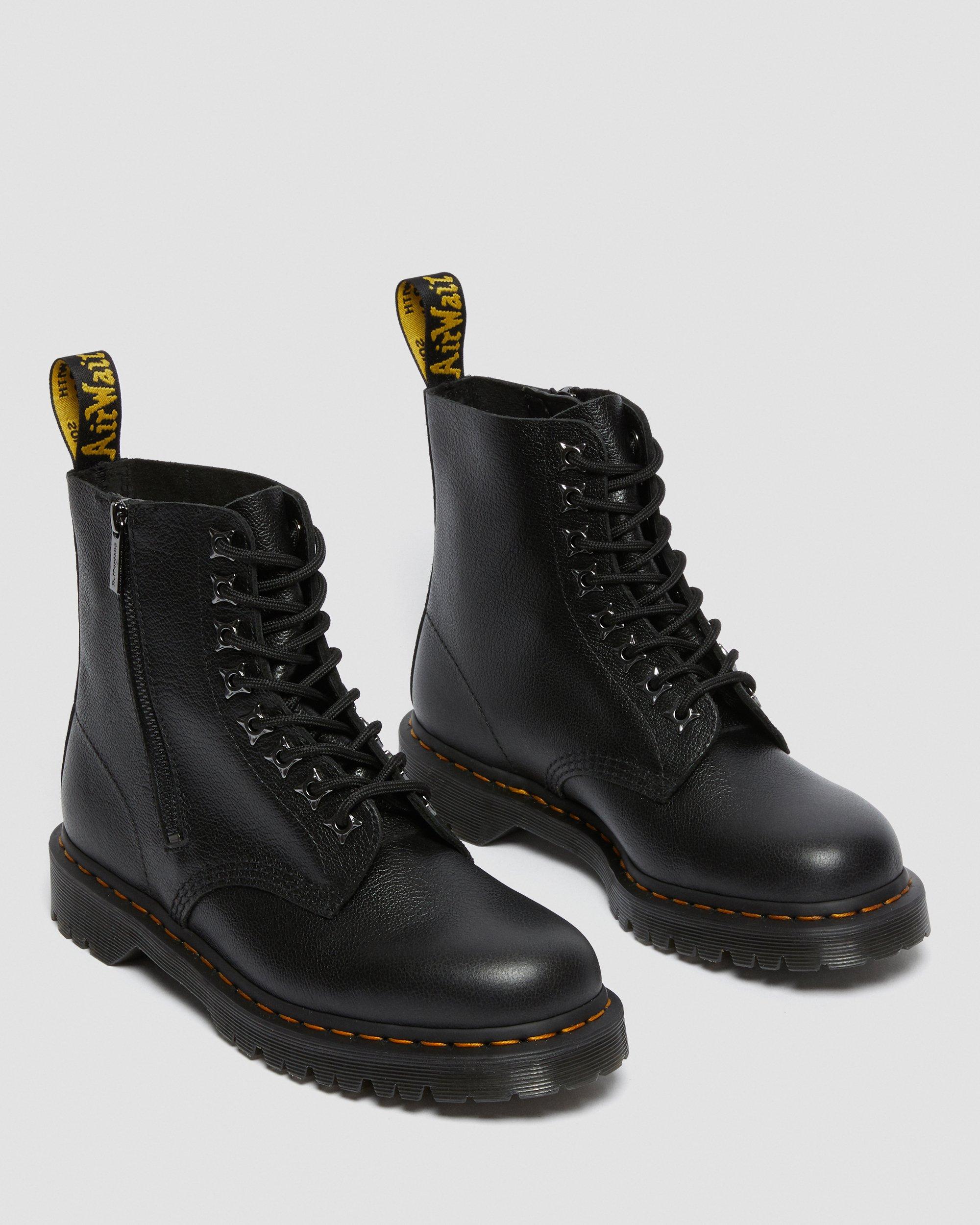 1460 Pascal Zip Tumbled Leather Lace Up Boots in BLACK | Dr. Martens™
