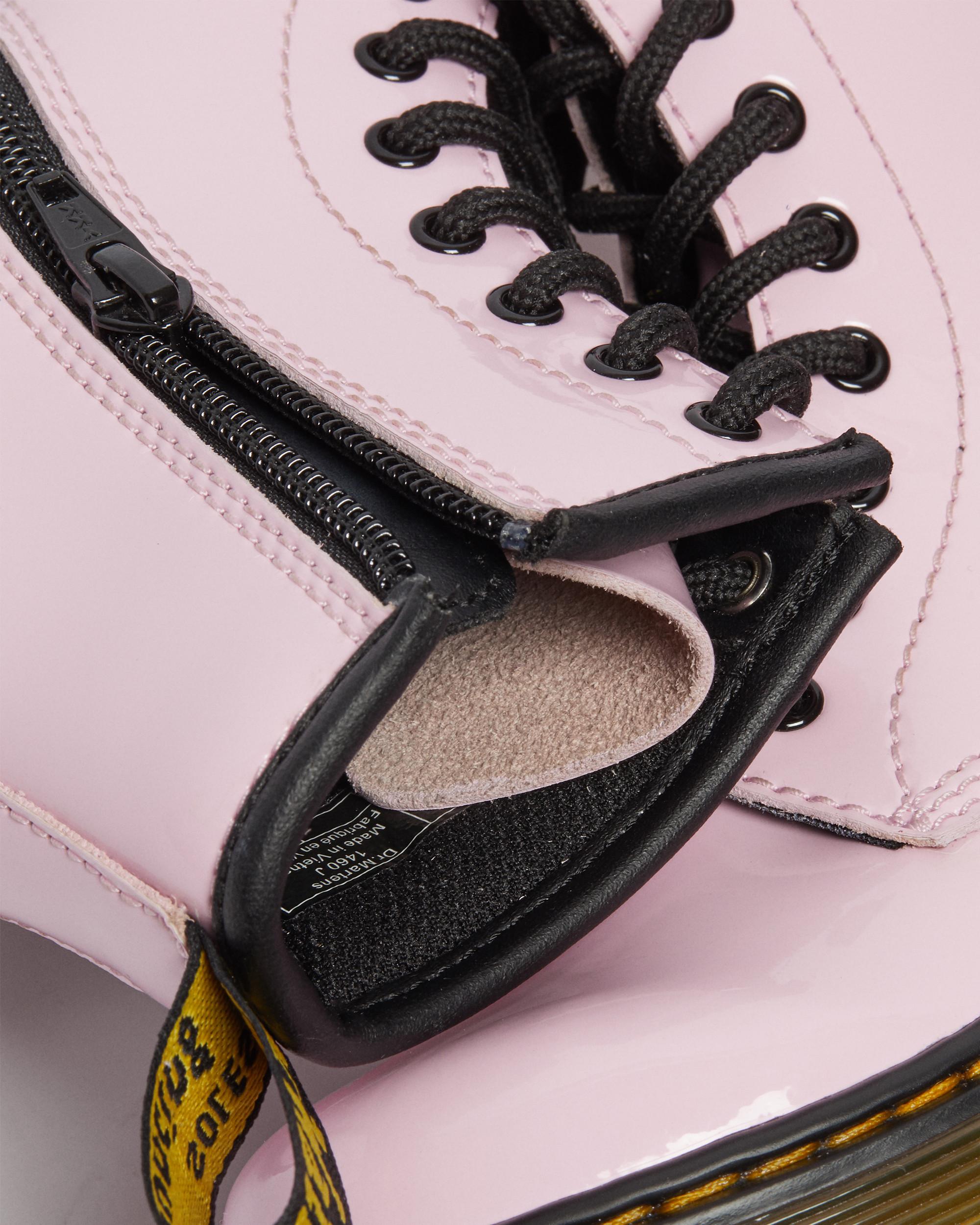 Junior 1460 Patent Leather Lace Up Boots in Pale Pink | Dr. Martens