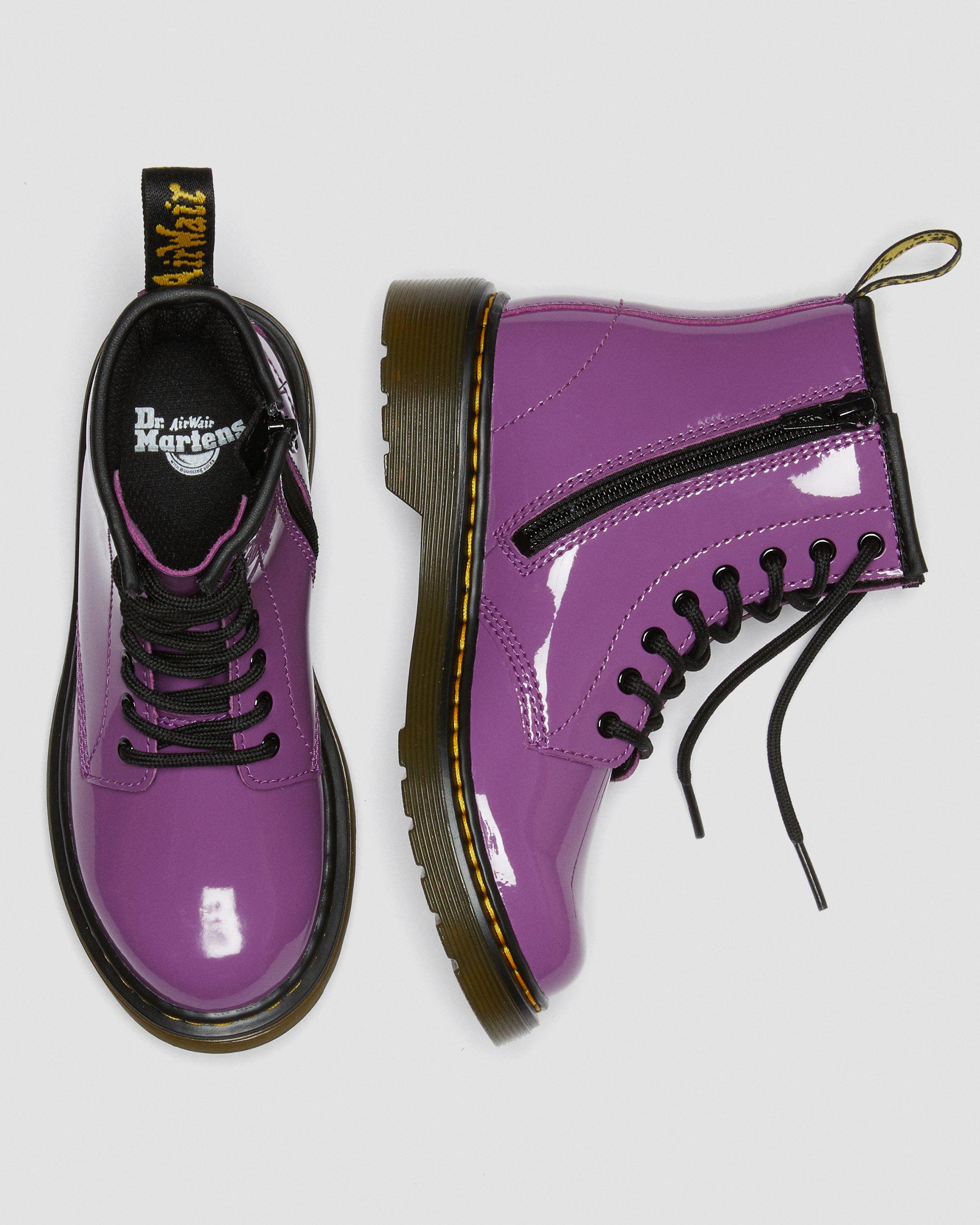 Junior 1460 Patent Leather Lace Up Boots in Purple | Dr. Martens