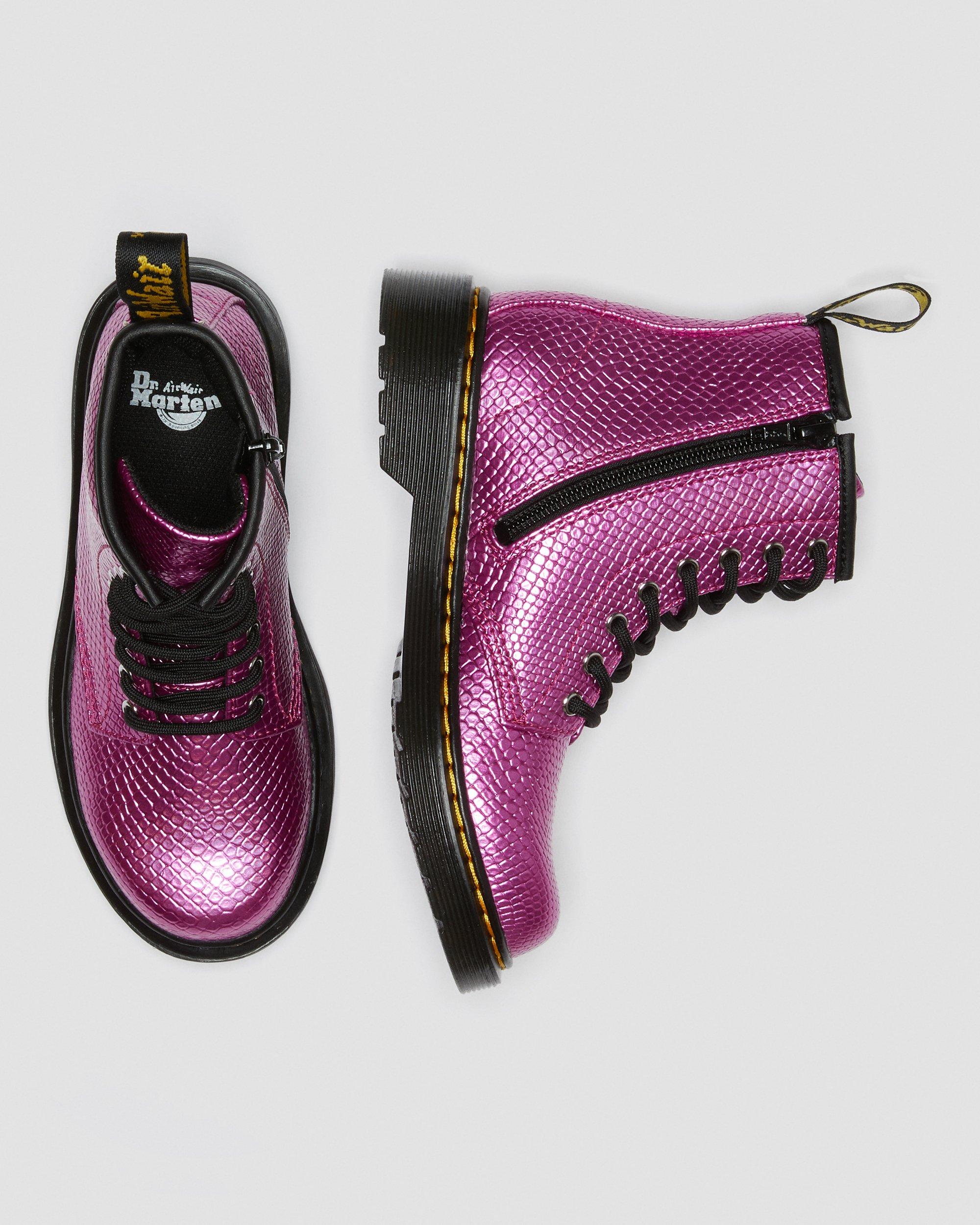 Junior 1460 Reptile Emboss Lace Up Boots in PINK | Dr. Martens™