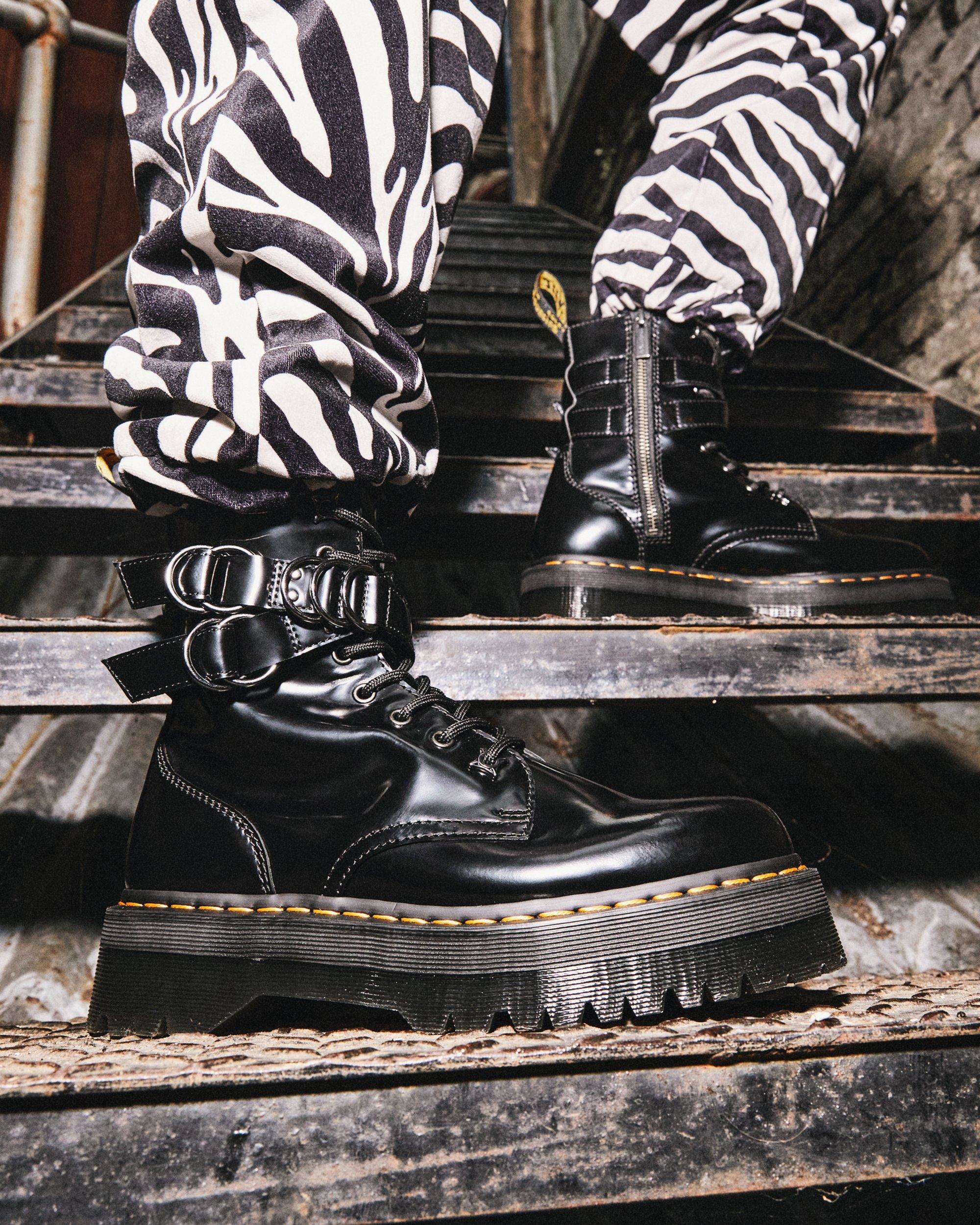 Jadon Hardware Leather Platform Boots in BLACK | Dr. Martens™