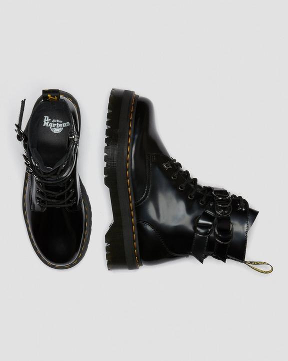 Jadon Hardware Leather Platform Boots in Black | Dr. Martens