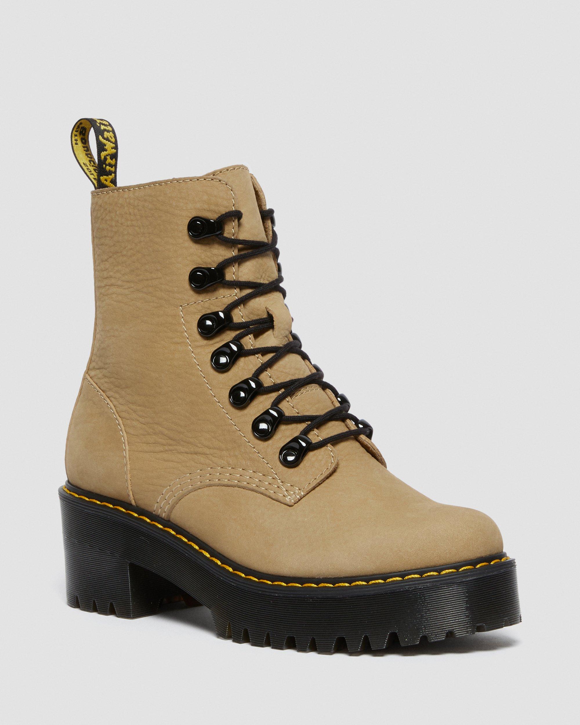 Leona Nubuck Leather Lace Up Boots in SAND | Dr. Martens™