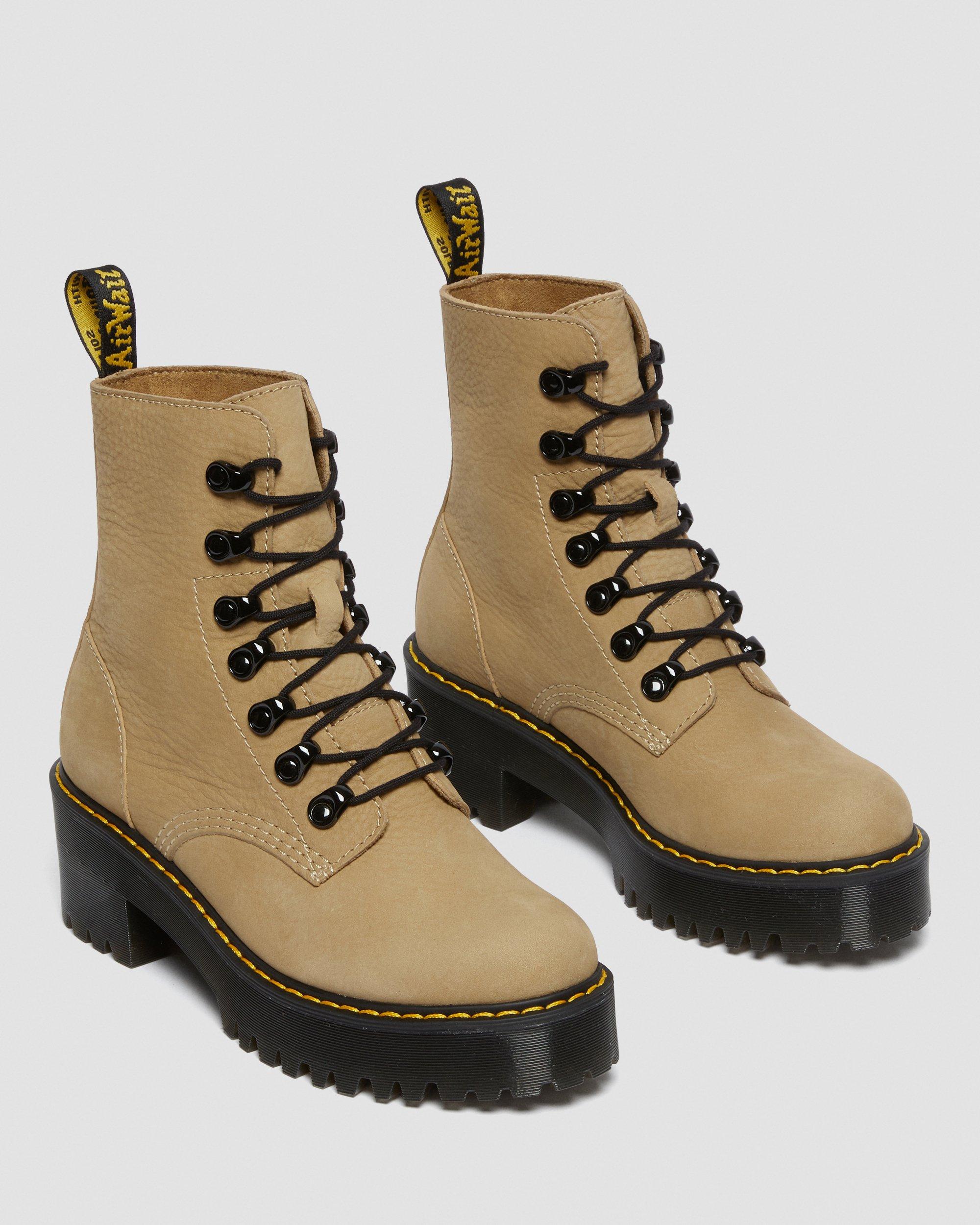 Leona Nubuck Leather Lace Up Boots in SAND | Dr. Martens™