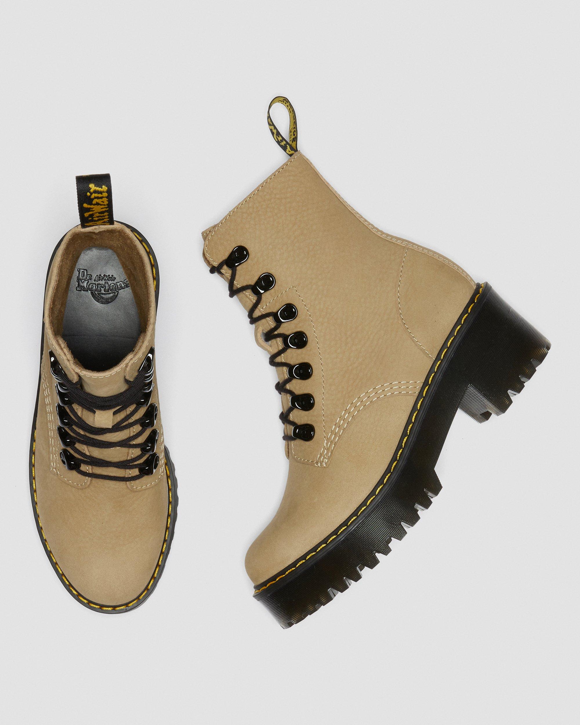 Leona Nubuck Leather Lace Up Boots in SAND | Dr. Martens™