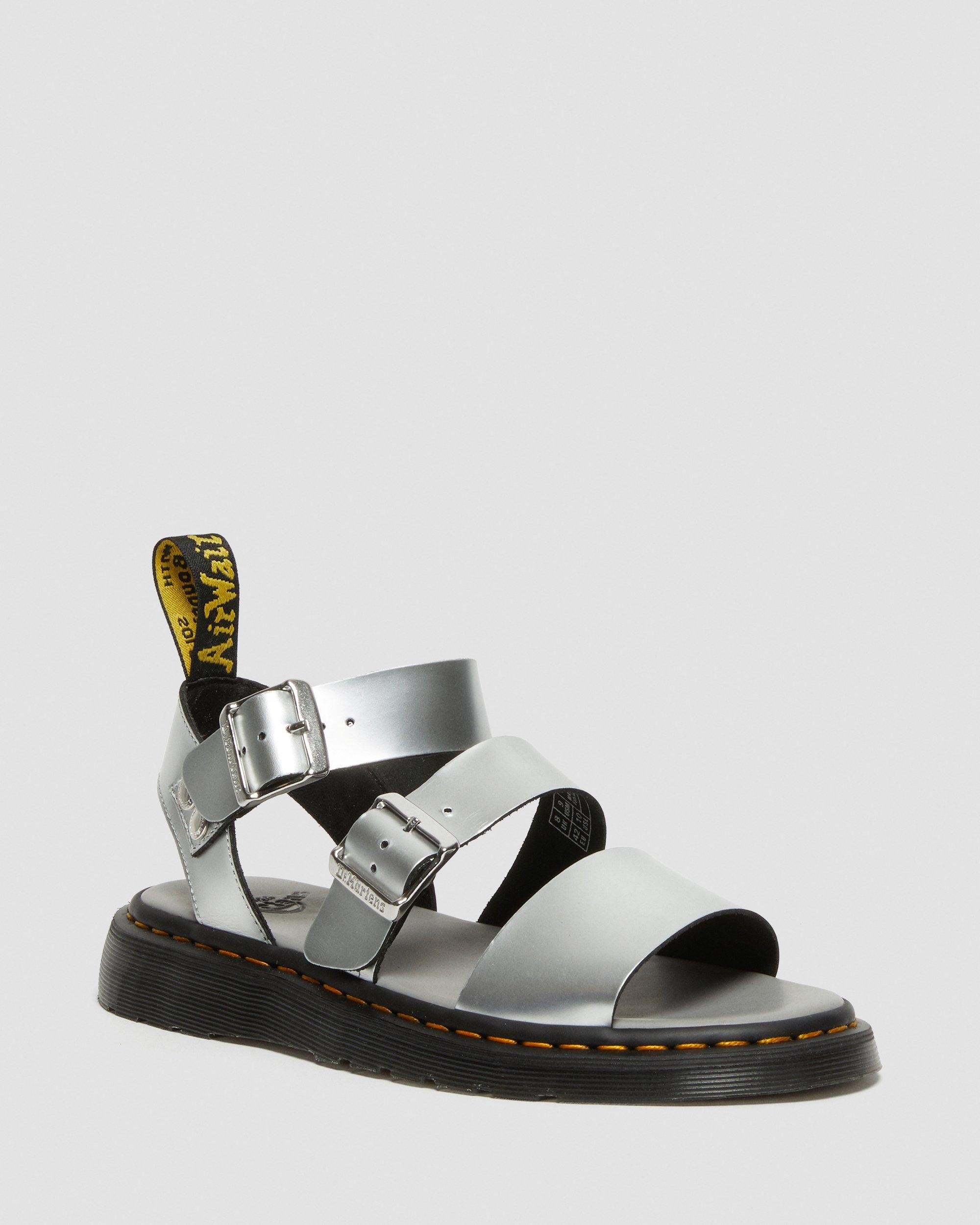 Gryphon Metallic Leather Gladiator Sandals in SILVER | Dr. Martens™