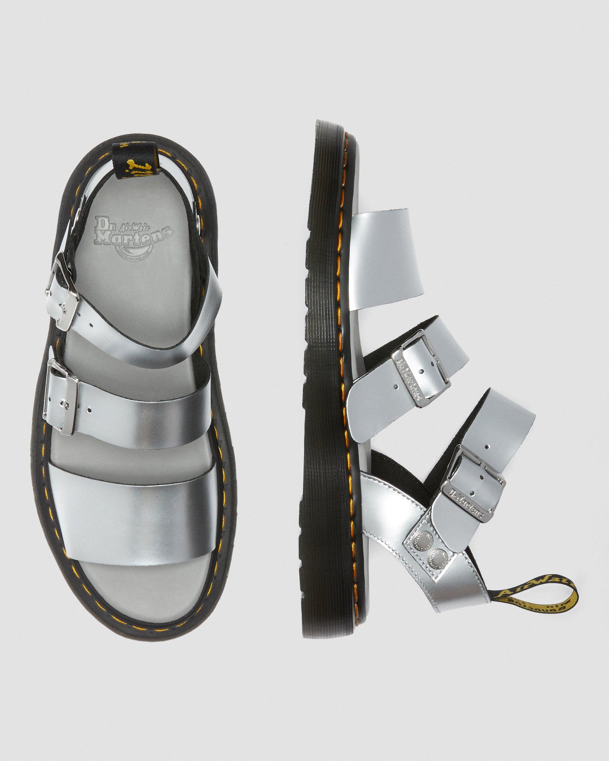 Gryphon Metallic Leather Gladiator Sandals in SILVER | Dr. Martens™