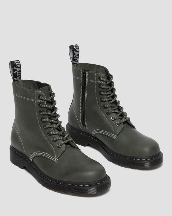 1460 Pascal Zip Leather Lace Up Boots in Ivy Green | Dr. Martens 1460 Pascal Zip Leather Lace Up Boots in Ivy Green | Dr. Martens