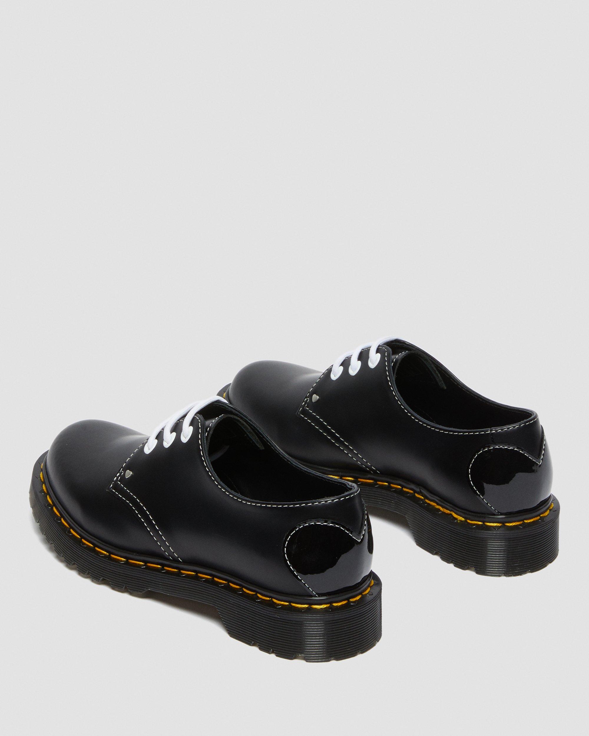 1461 Hearts Smooth & Patent Leather Oxford Shoes in Black | Dr