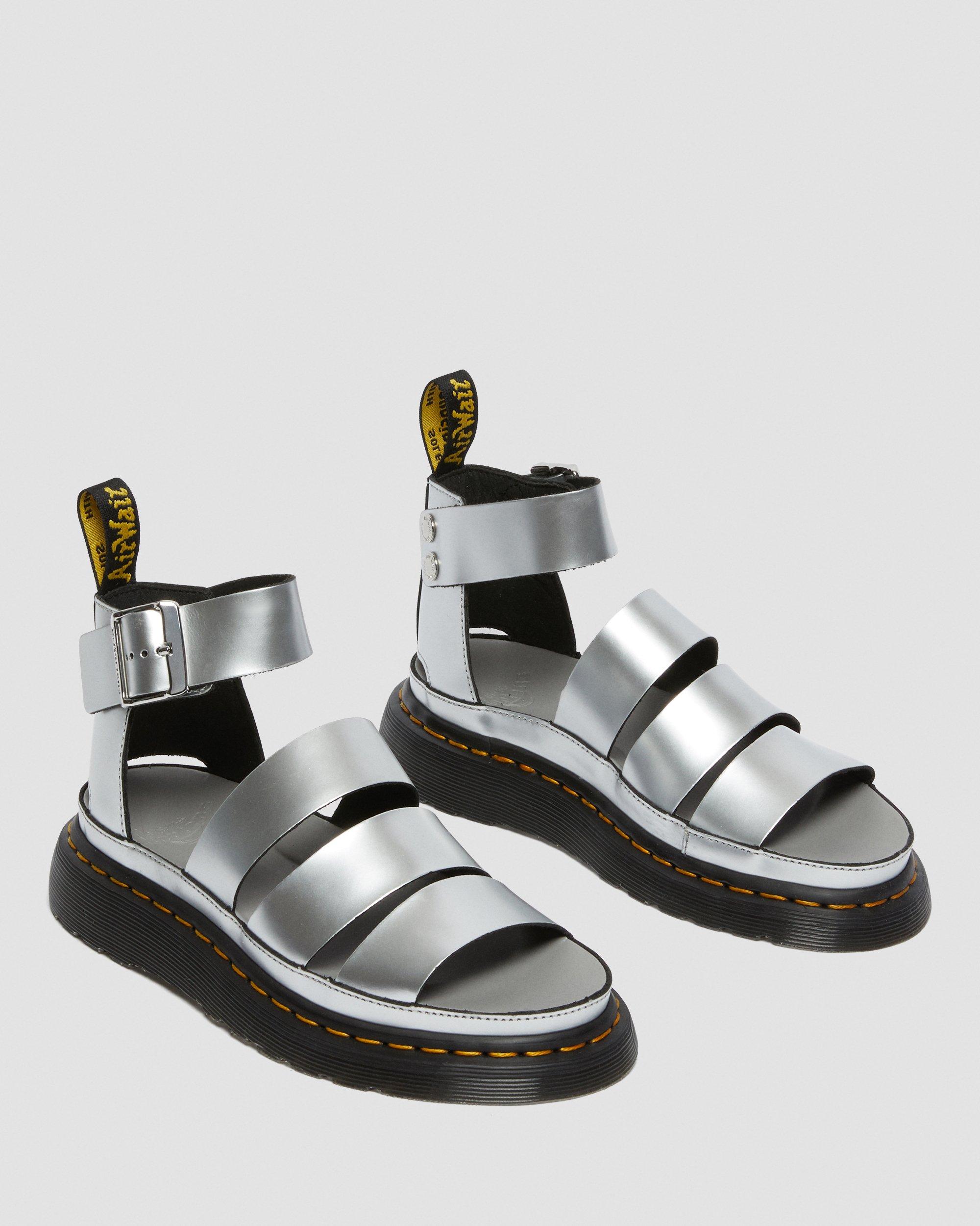 Clarissa II Metallic Leather Sandals in SILVER | Dr. Martens™