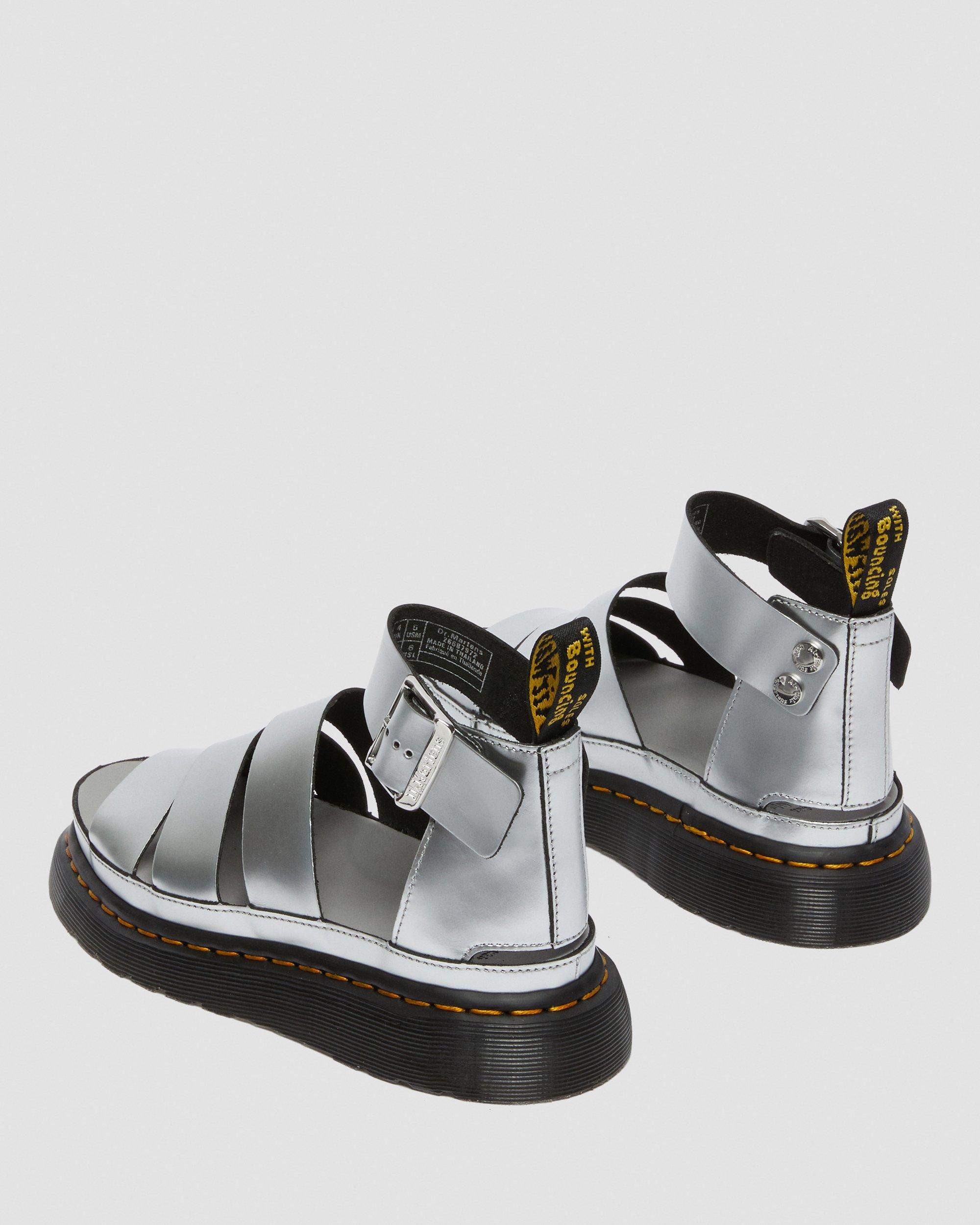 Clarissa II Metallic Leather Sandals in Silver | Dr. Martens