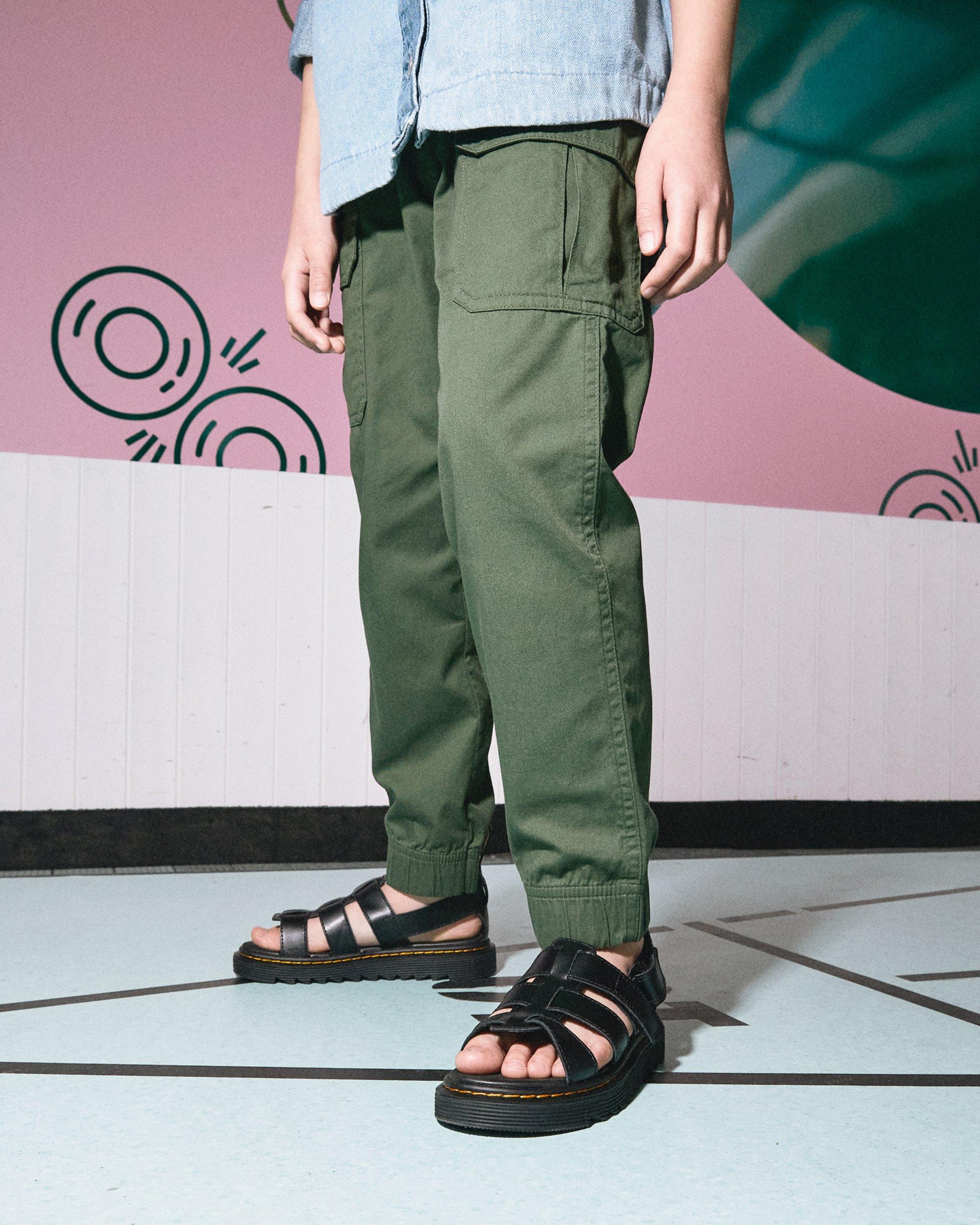 Junior Terry Leather Strap Sandals in BLACK | Dr. Martens™