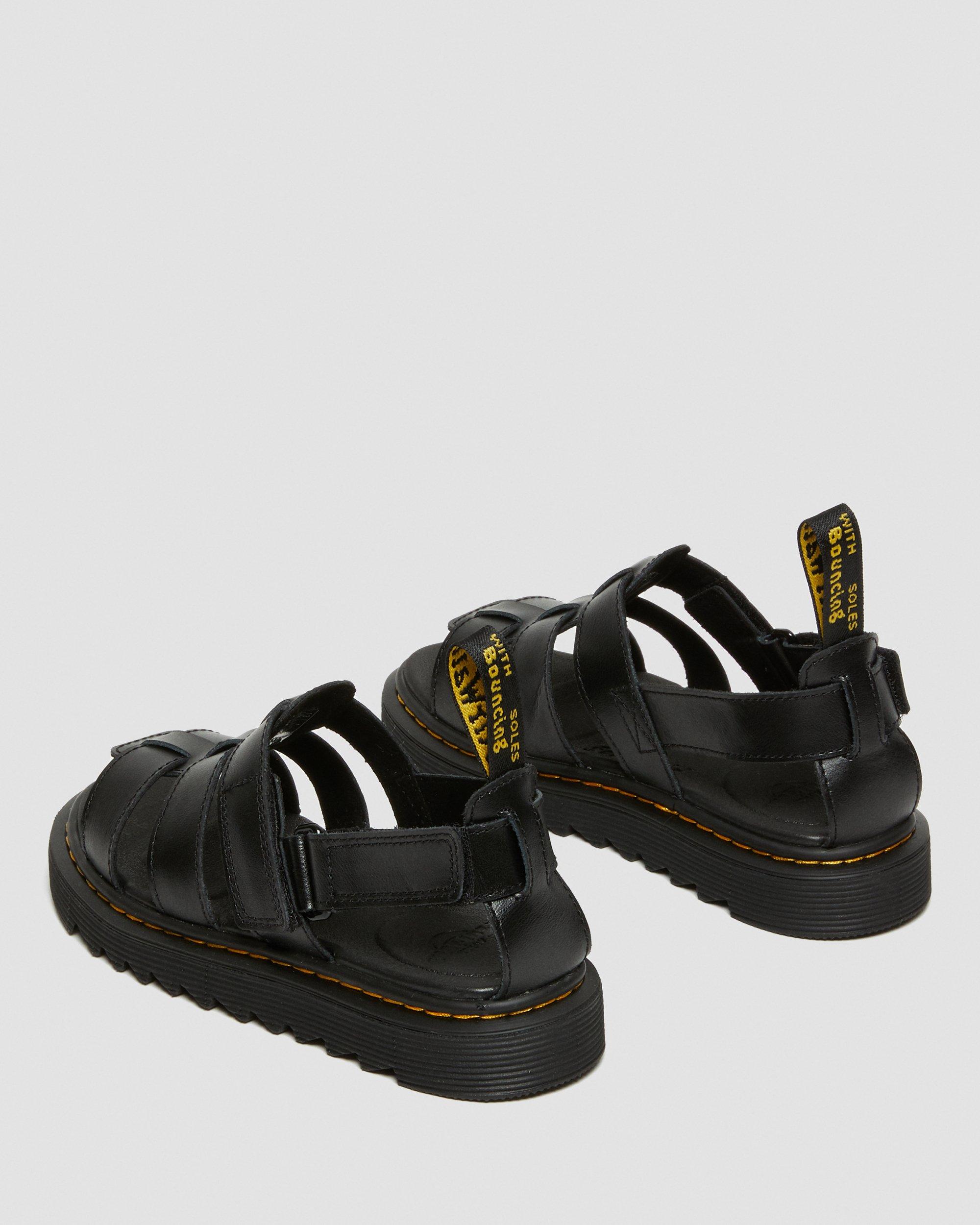 Junior Terry Leather Strap Sandals in BLACK | Dr. Martens™
