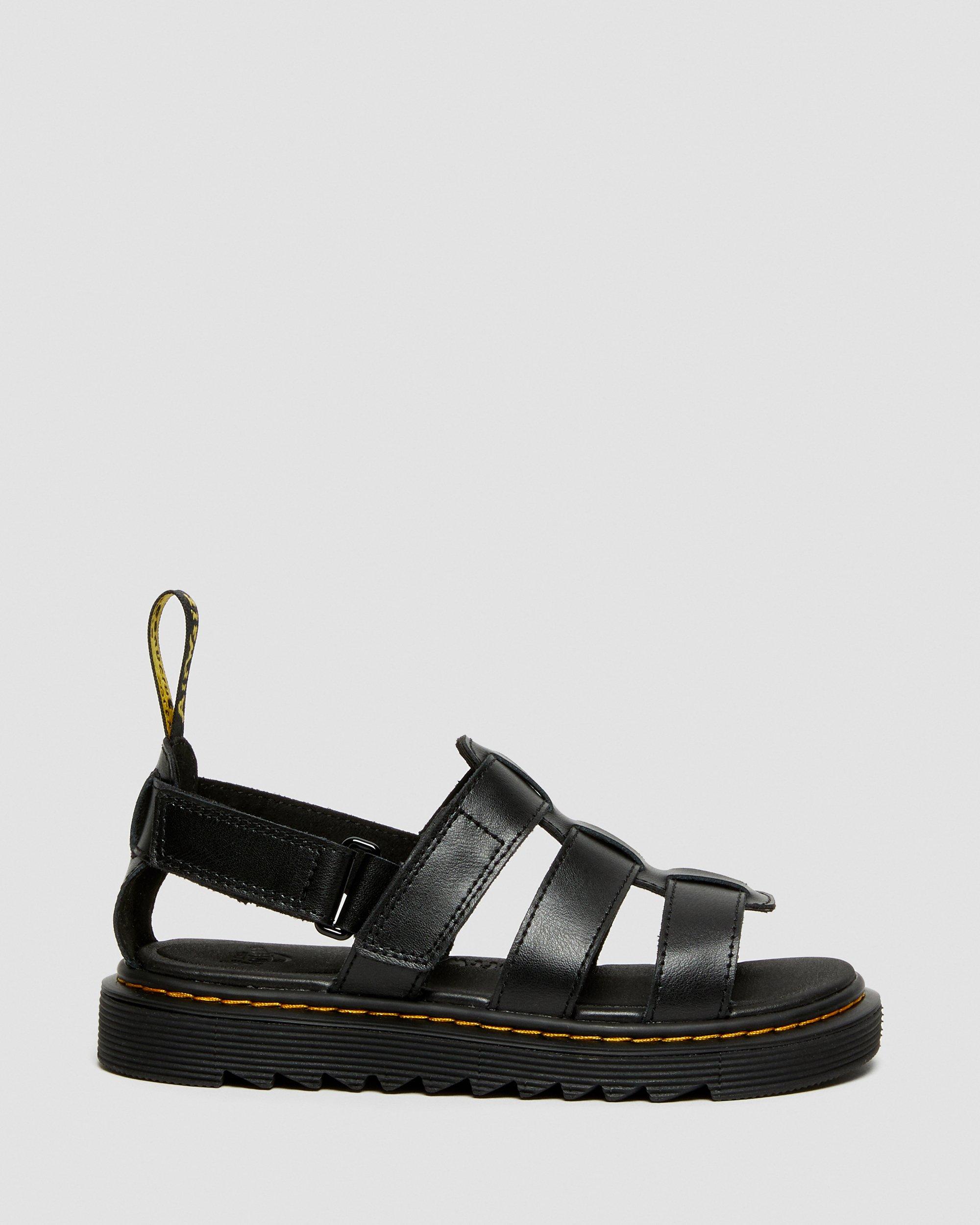Junior Terry Leather Strap Sandals in BLACK | Dr. Martens™
