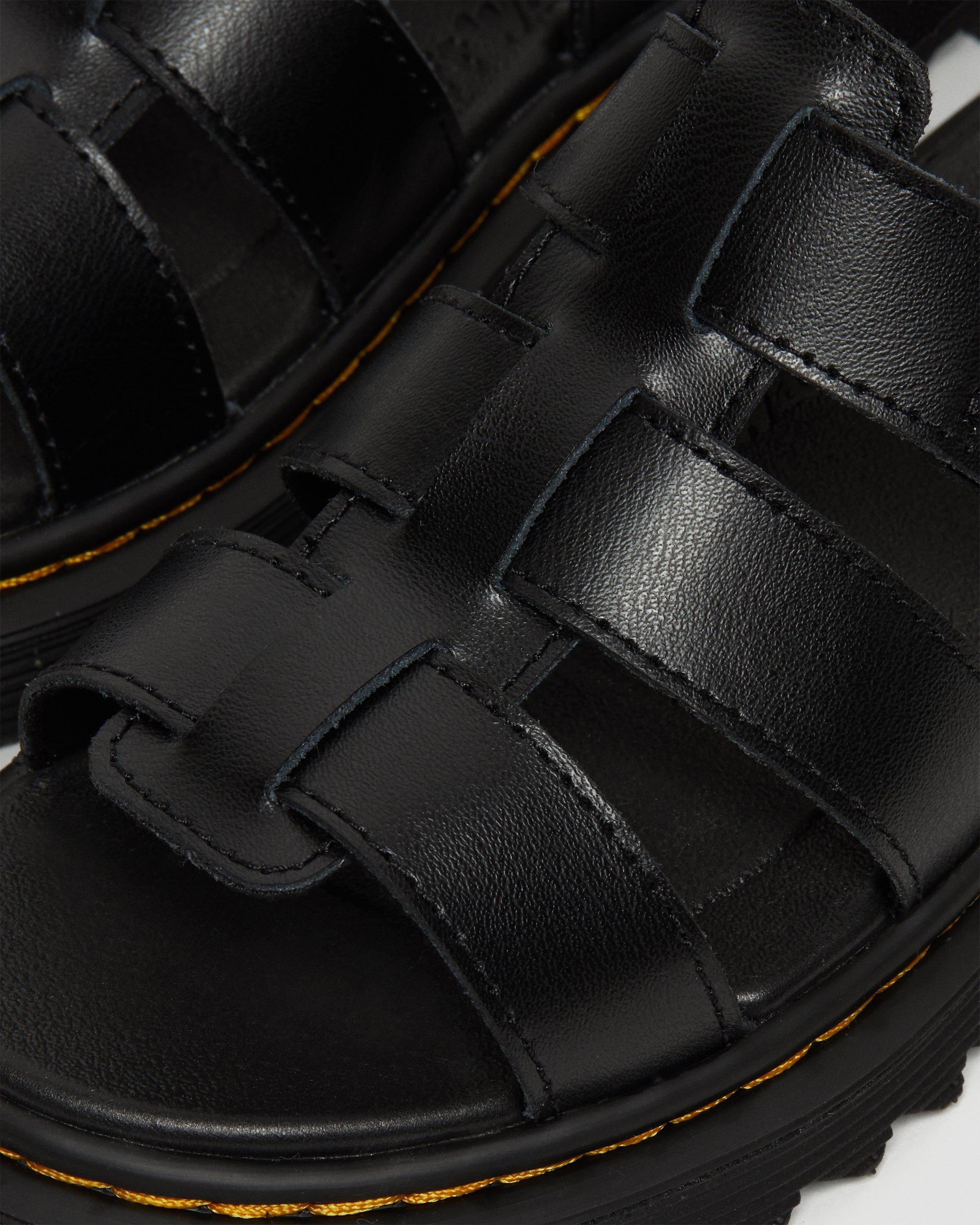 Junior Terry Leather Strap Sandals in BLACK | Dr. Martens™