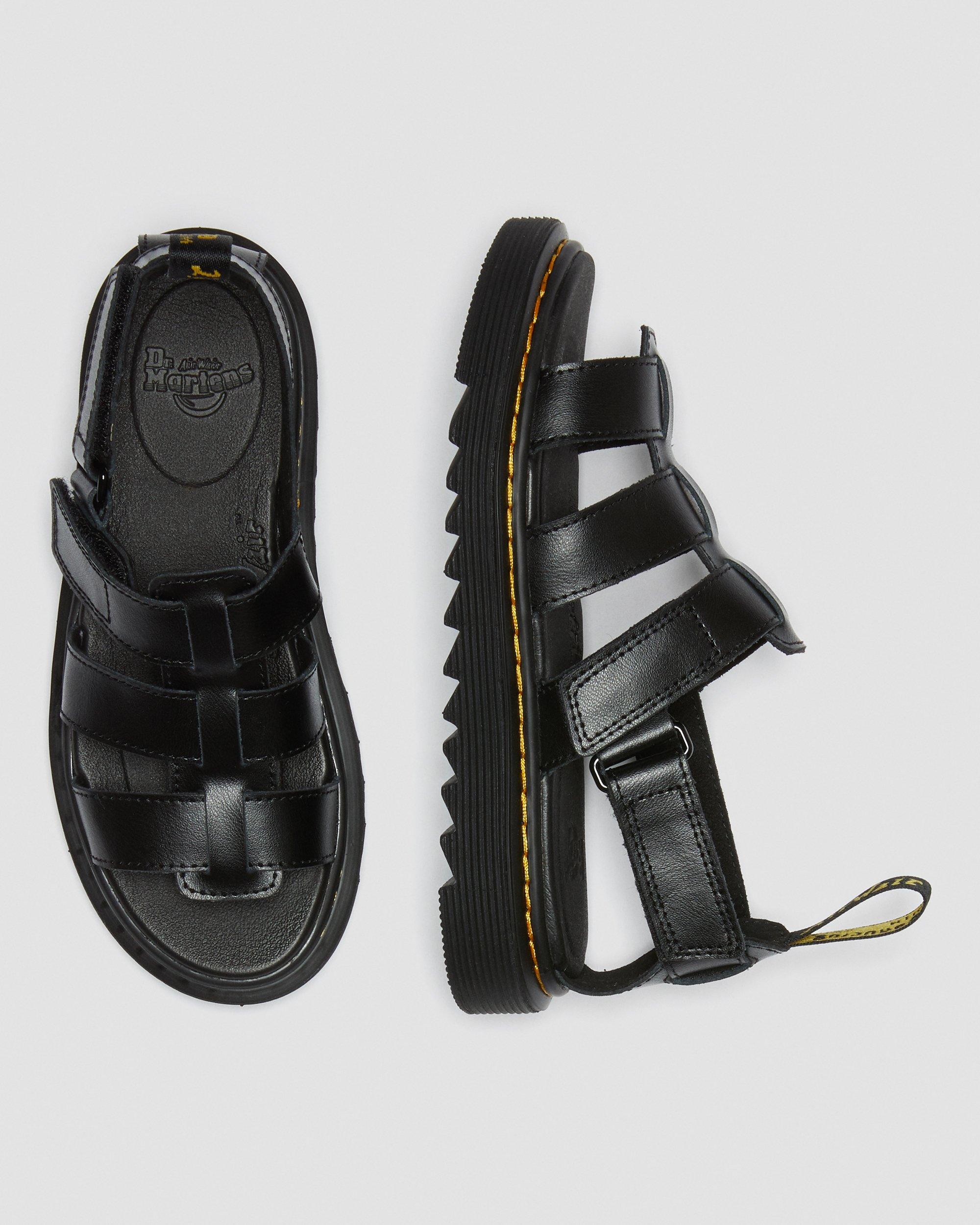 Junior Terry Leather Strap Sandals in BLACK | Dr. Martens™