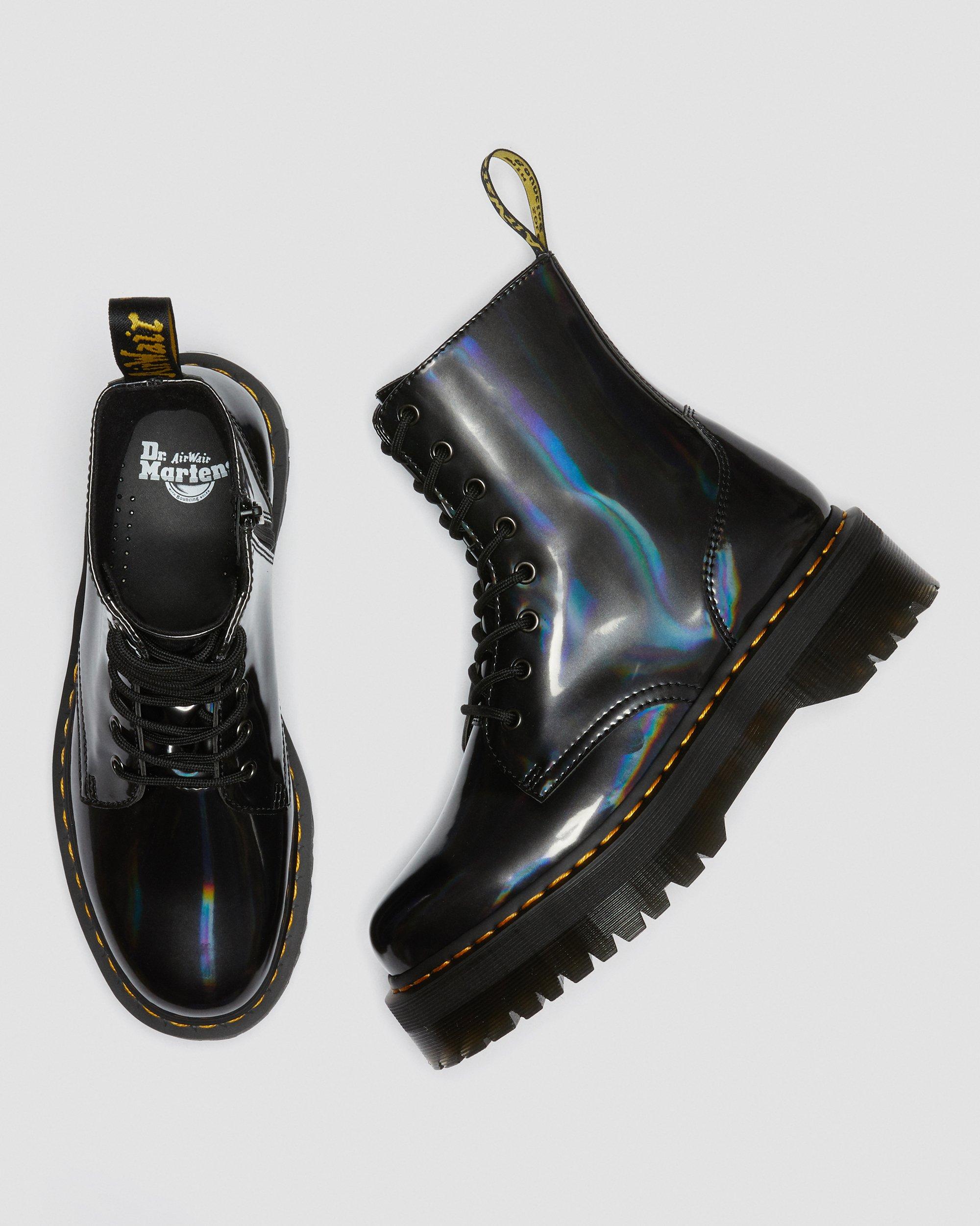 Jadon Hologram Leather Platform Boots in Gunmetal | Dr. Martens display picture 2