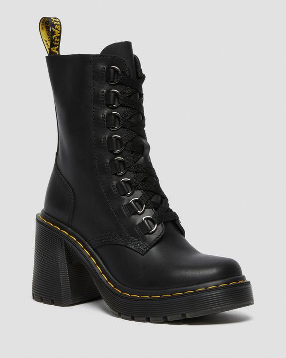 Chesney Leather Flared Heel Lace Up BootsChesney Leather Flared Heel Lace Up Boots Dr. Martens