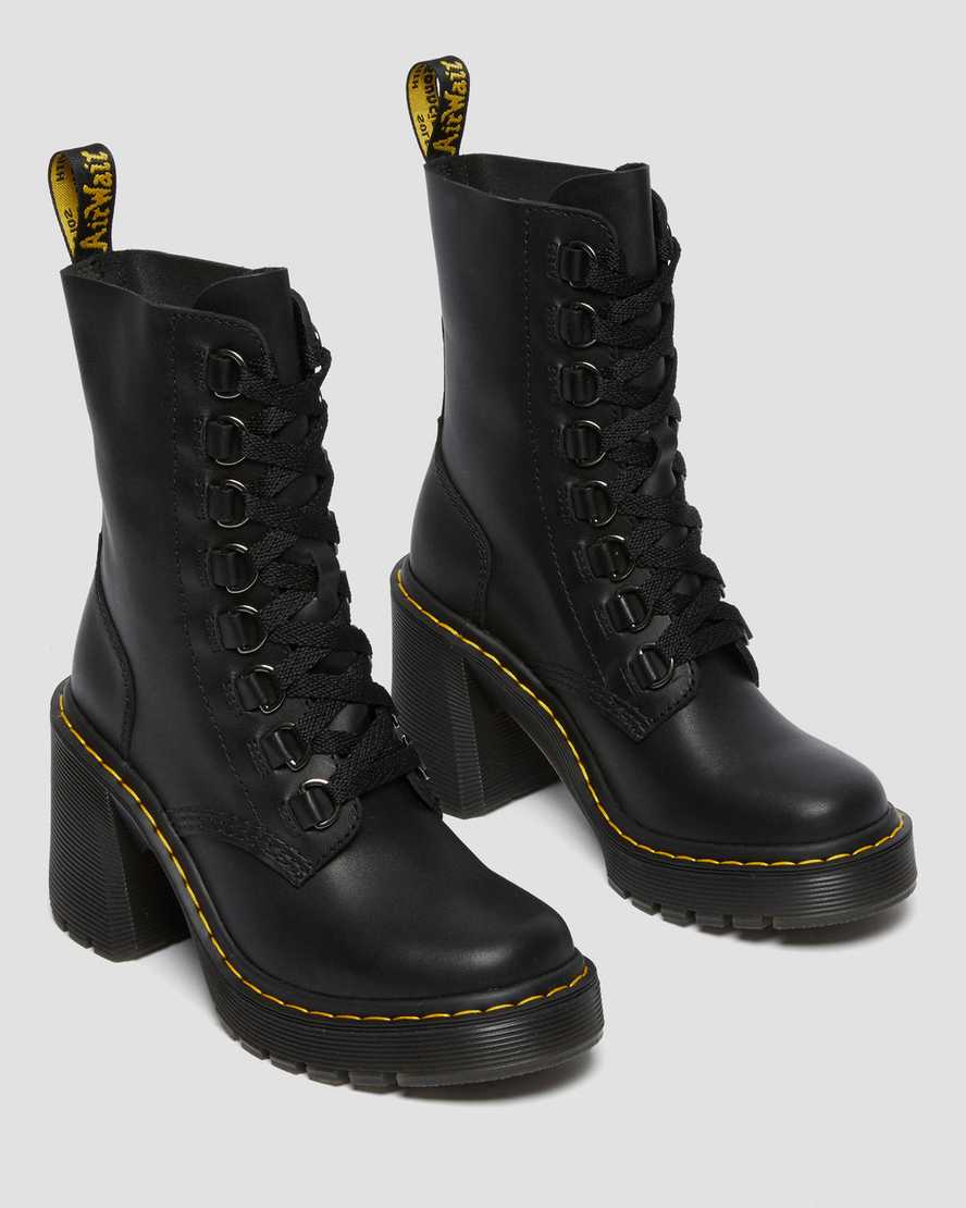 Chesney Leather Fla Heel Lace Up BootsChesney Leather Flared Heel Lace Up -maiharit  Dr. Martens